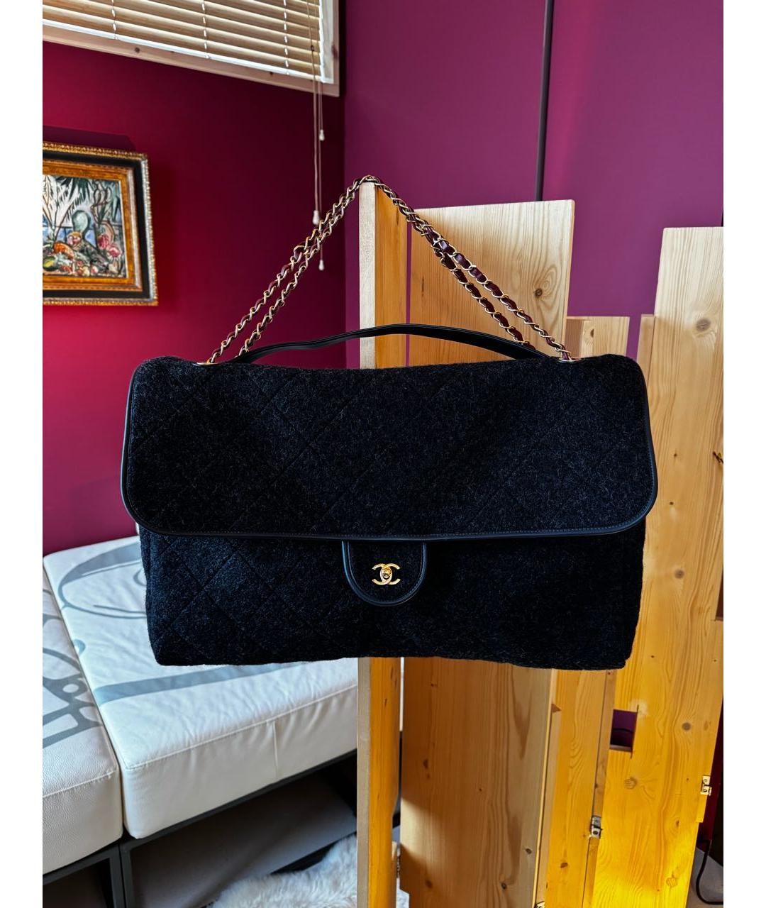 CHANEL Серая шерстяная сумка через плечо, фото 5