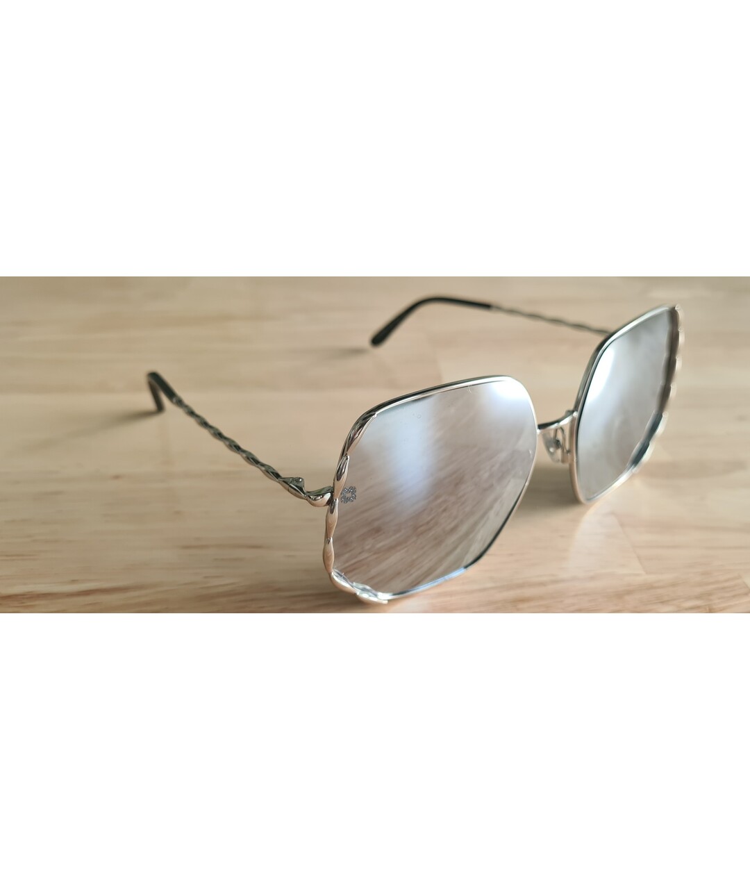 ELIE SAAB Серебряные металлические солнцезащитные очки, фото 2
