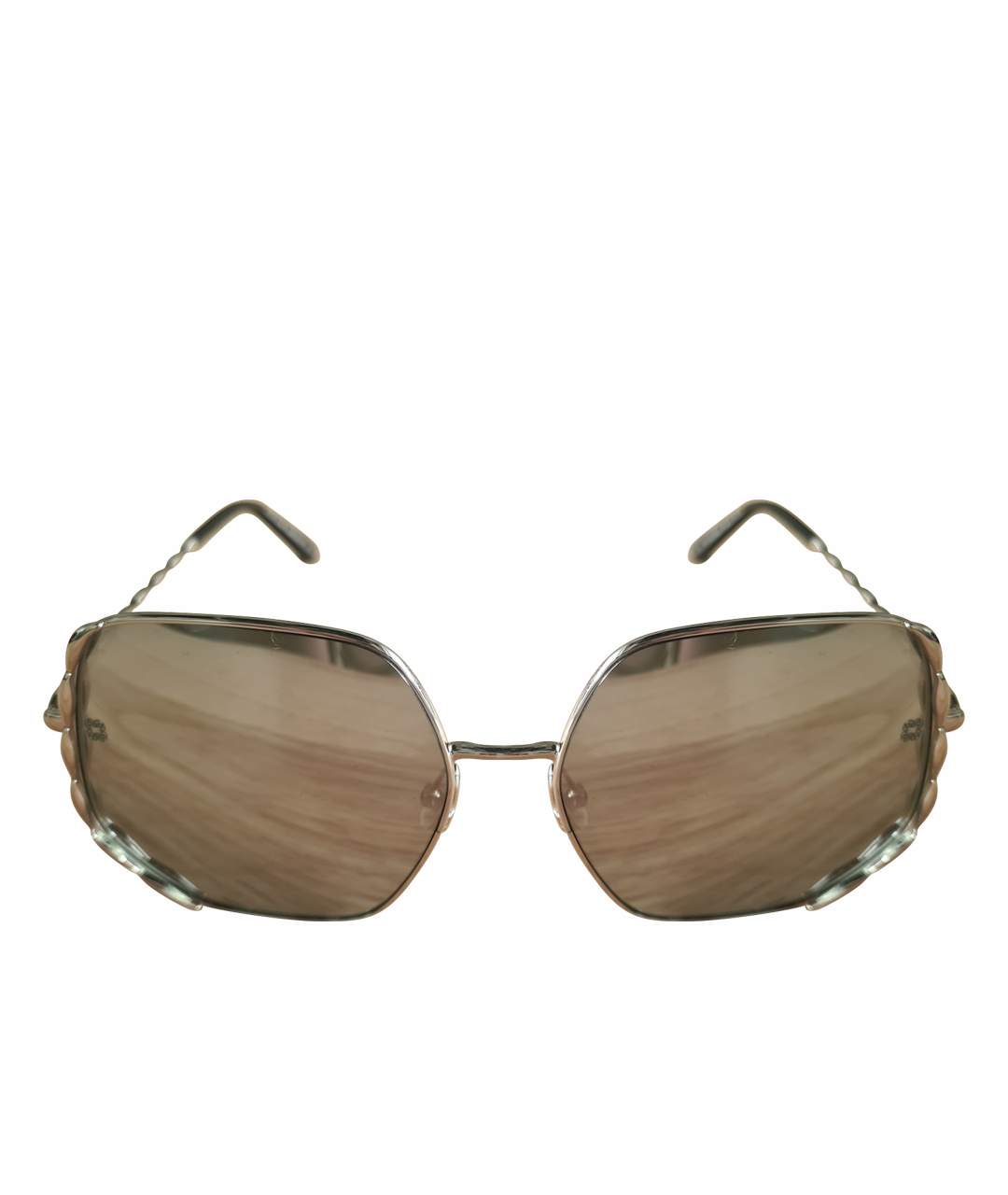 ELIE SAAB Серебряные металлические солнцезащитные очки, фото 1