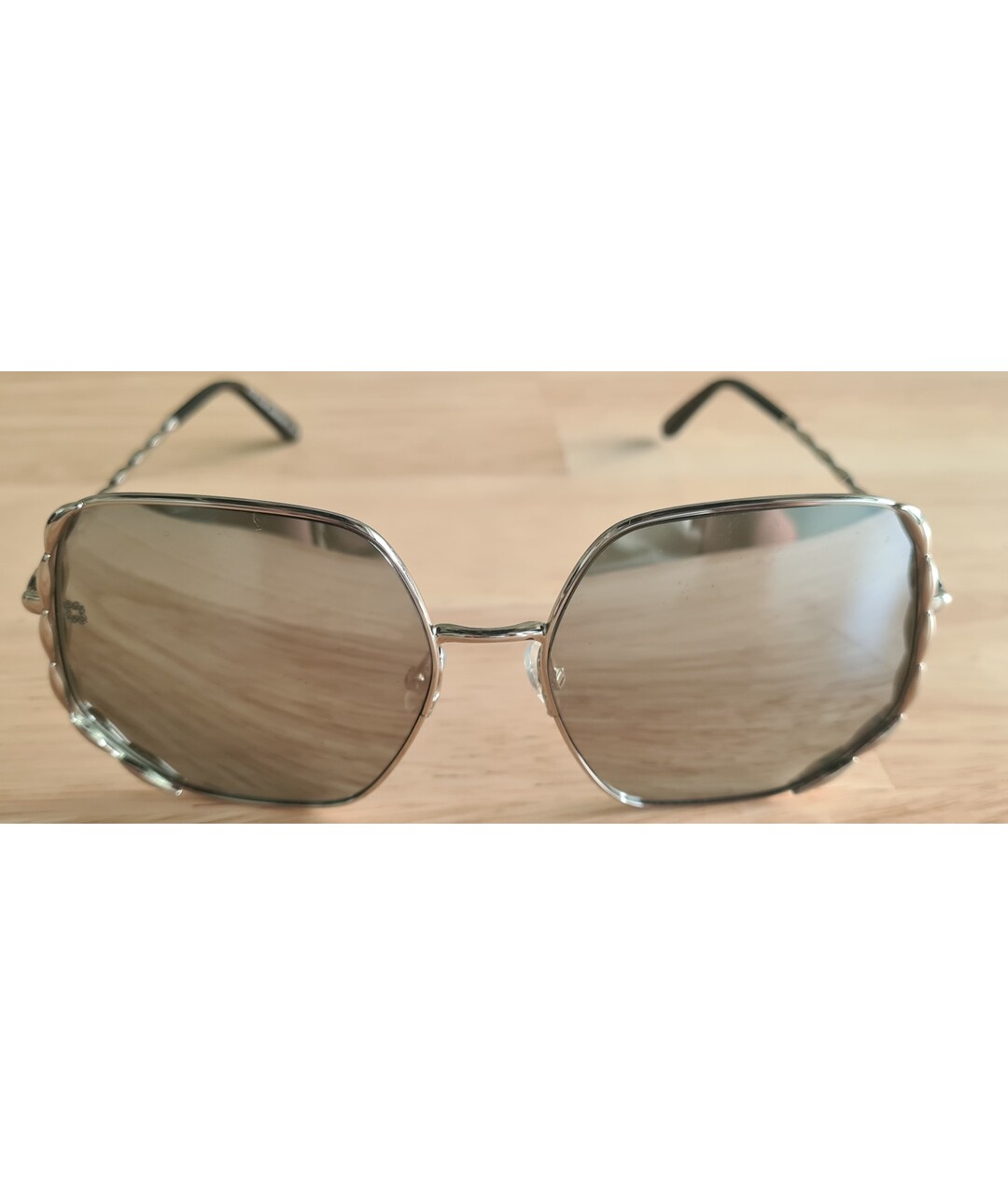 ELIE SAAB Серебряные металлические солнцезащитные очки, фото 8