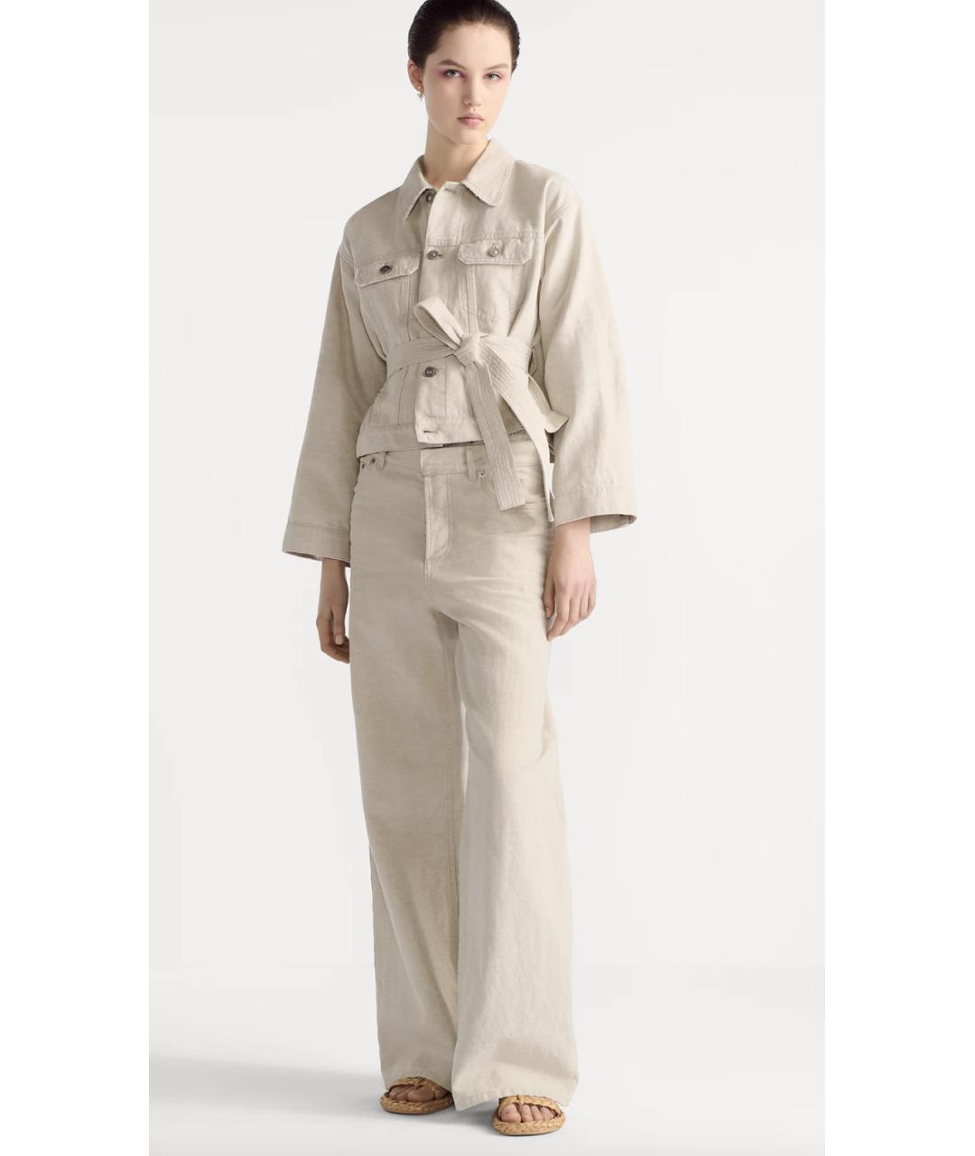 CHRISTIAN DIOR Бежевые хлопковые прямые джинсы, фото 2