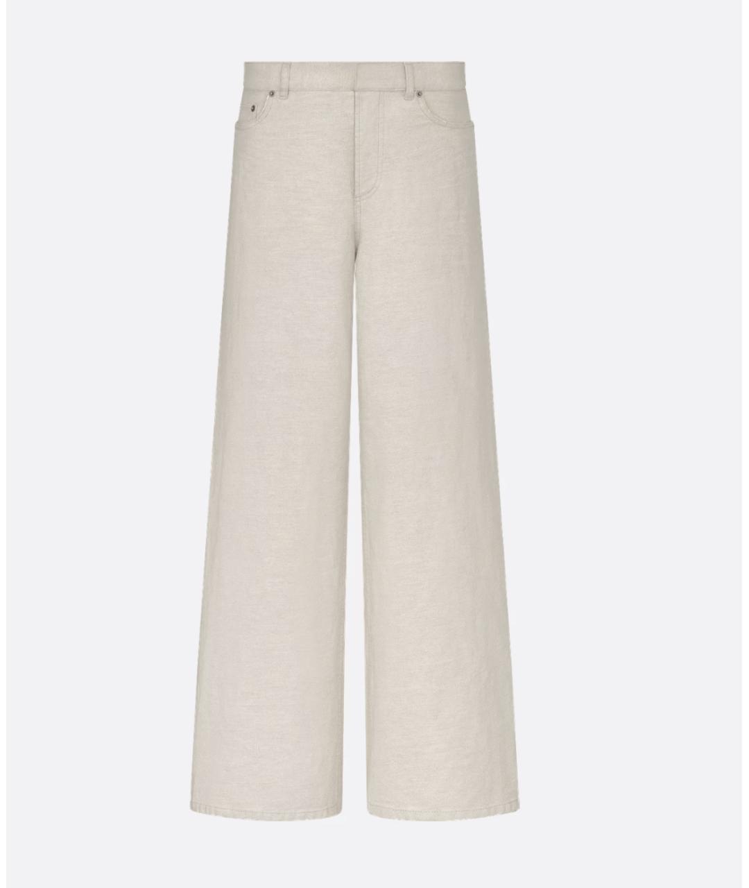 CHRISTIAN DIOR Бежевые хлопковые прямые джинсы, фото 7