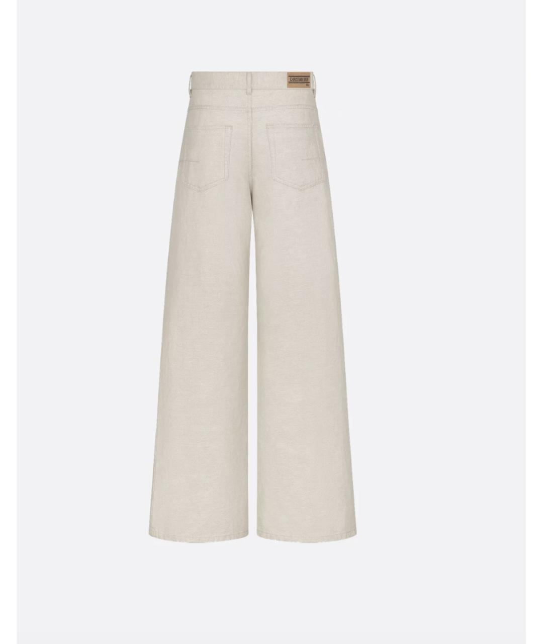 CHRISTIAN DIOR Бежевые хлопковые прямые джинсы, фото 6