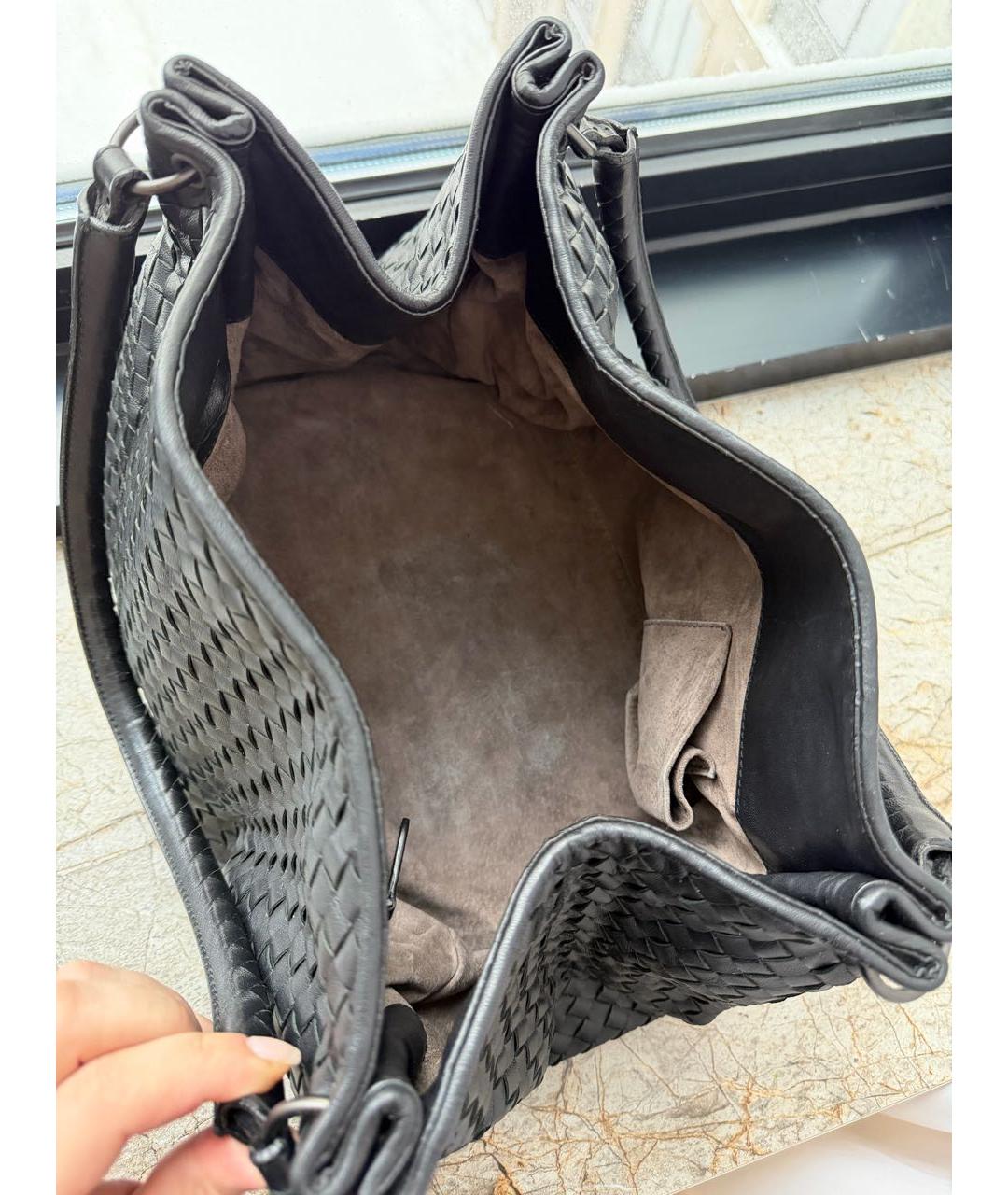 BOTTEGA VENETA Черная кожаная сумка тоут, фото 4