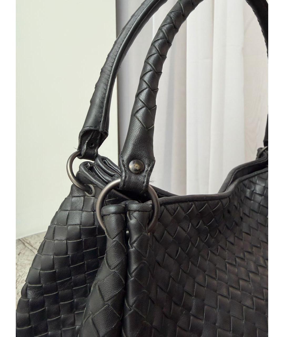 BOTTEGA VENETA Черная кожаная сумка тоут, фото 7