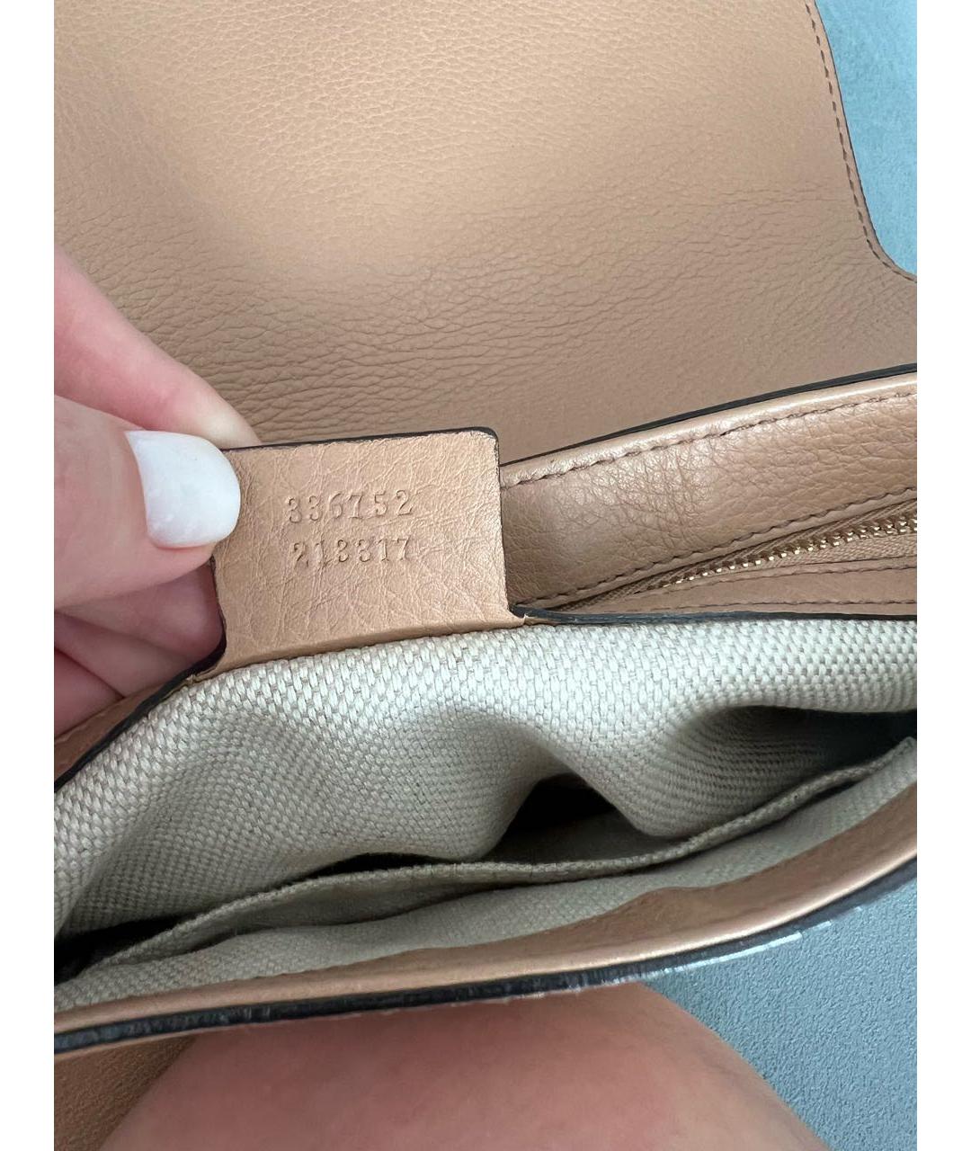 GUCCI Бежевая кожаная сумка через плечо, фото 6