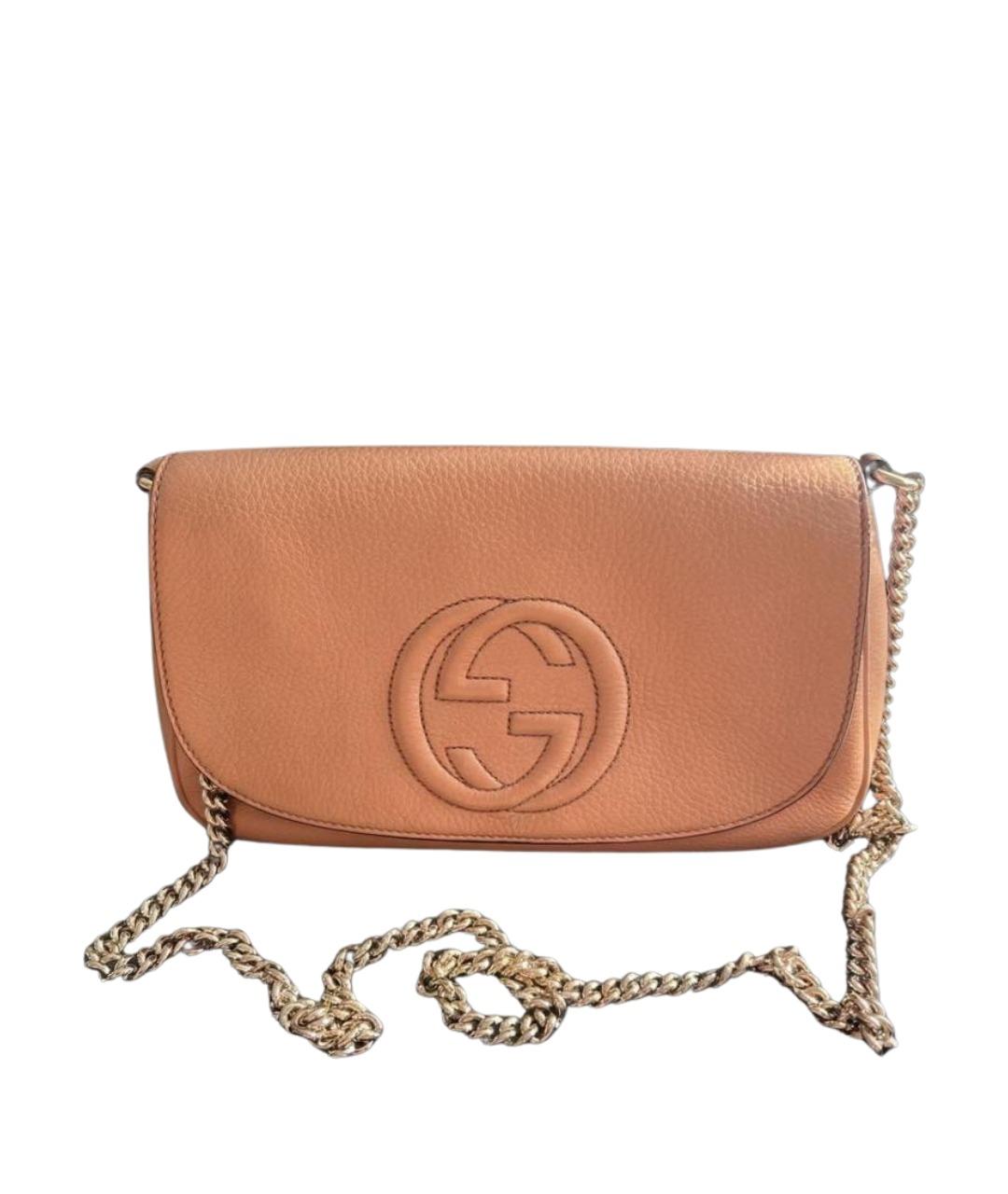 GUCCI Бежевая кожаная сумка через плечо, фото 1