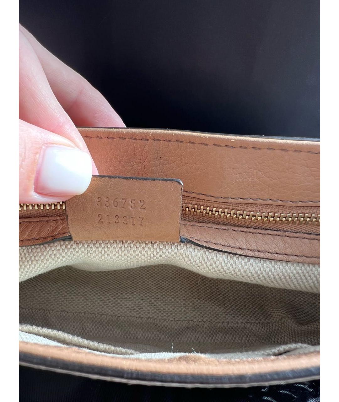 GUCCI Бежевая кожаная сумка через плечо, фото 5