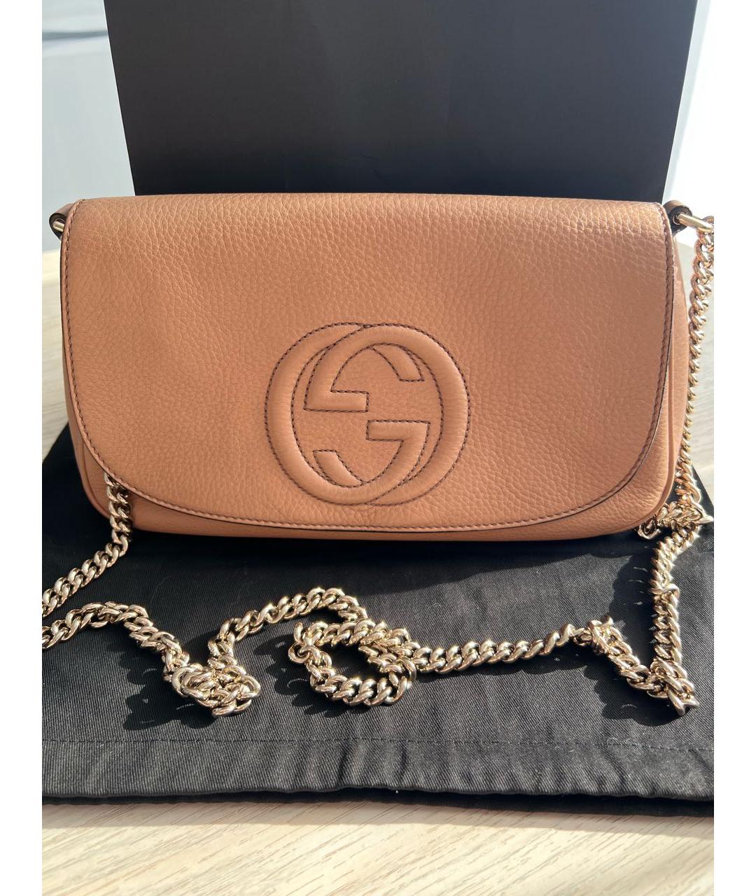 GUCCI Бежевая кожаная сумка через плечо, фото 8