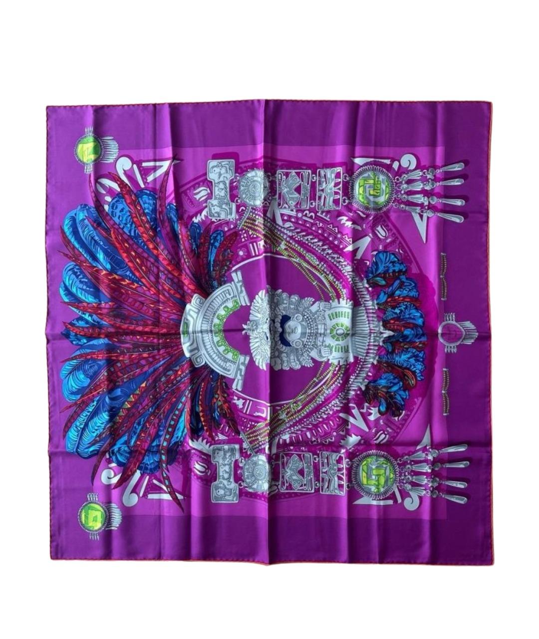 HERMES Фуксия шелковый платок, фото 1