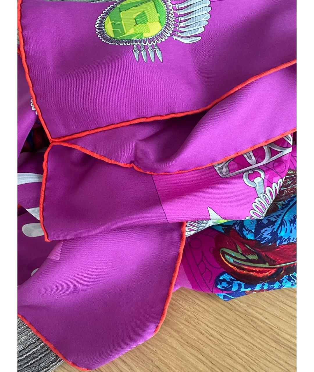 HERMES Фуксия шелковый платок, фото 3