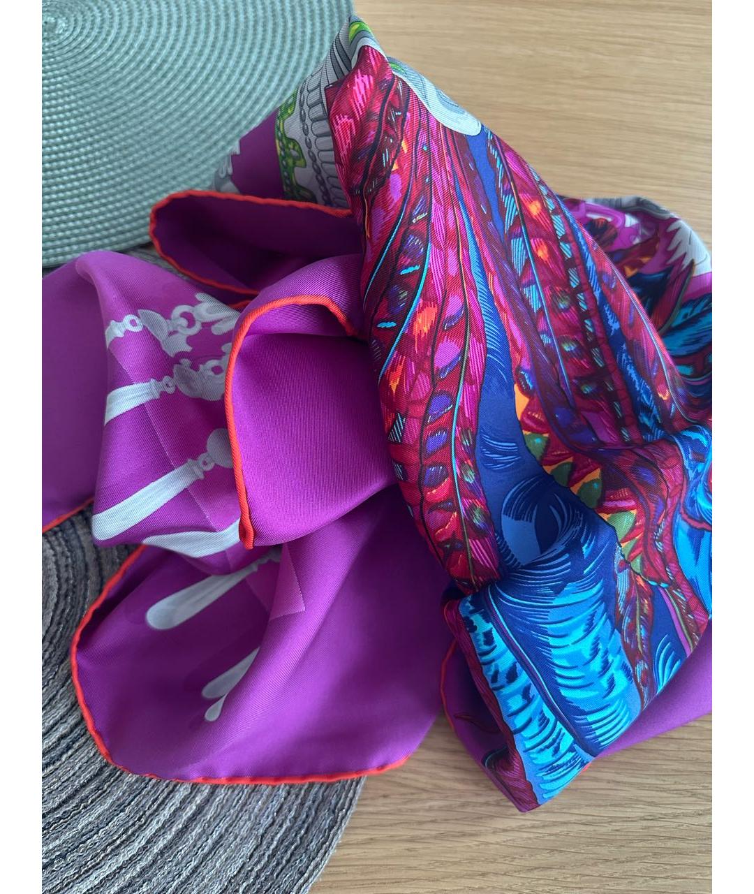HERMES Фуксия шелковый платок, фото 2