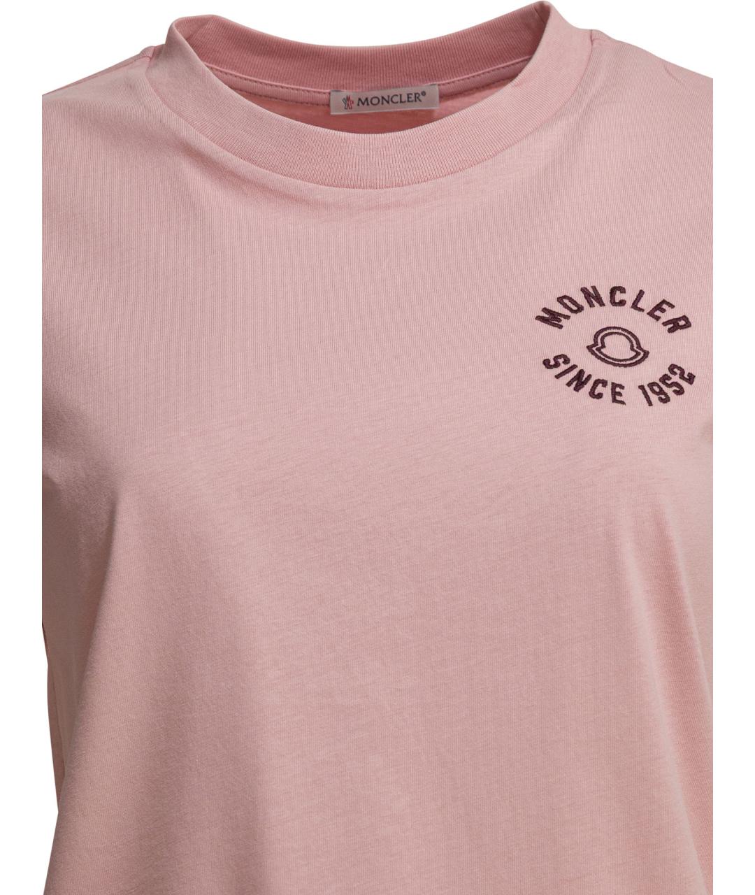 MONCLER Розовая хлопковая футболка, фото 3