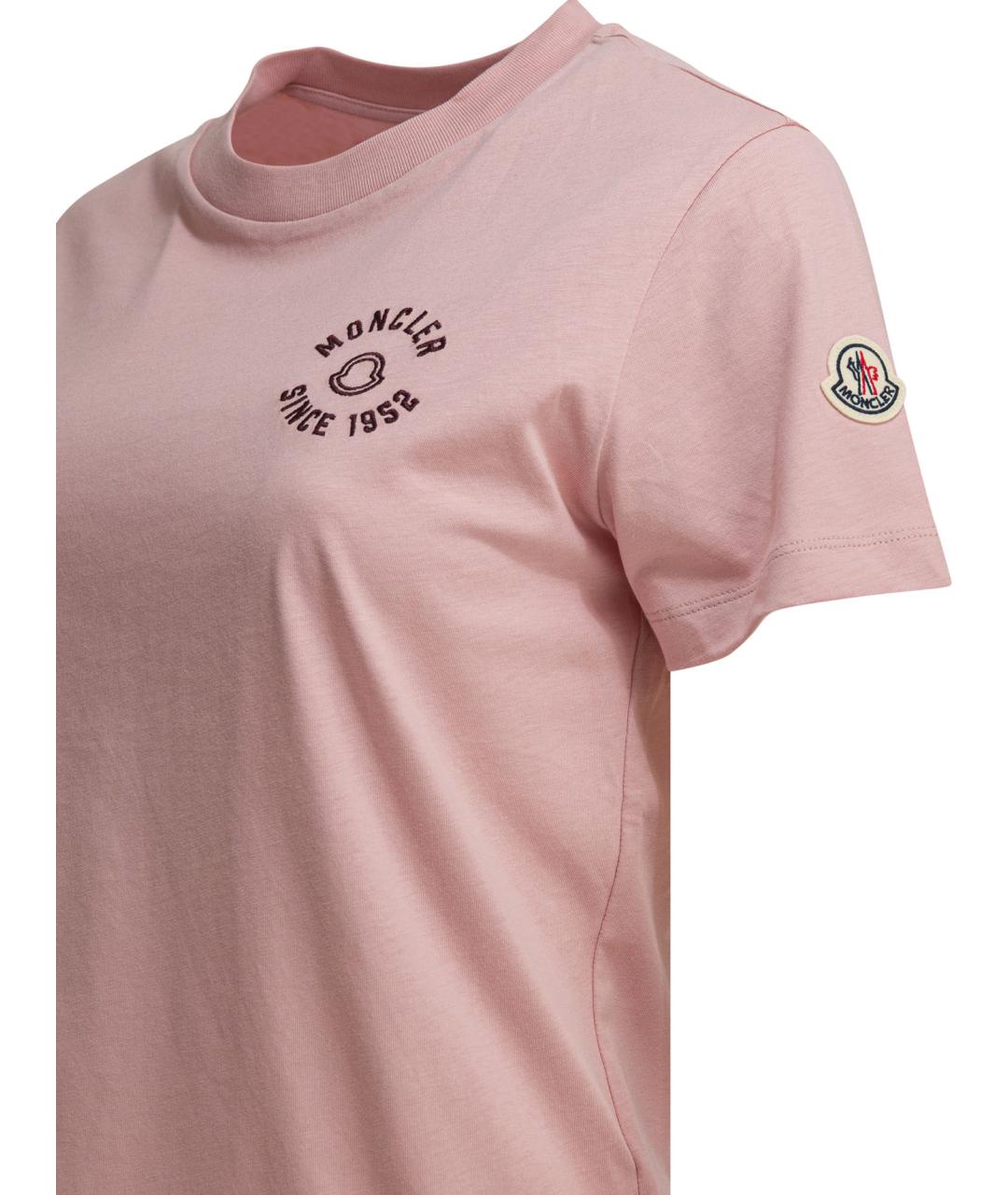 MONCLER Розовая хлопковая футболка, фото 4
