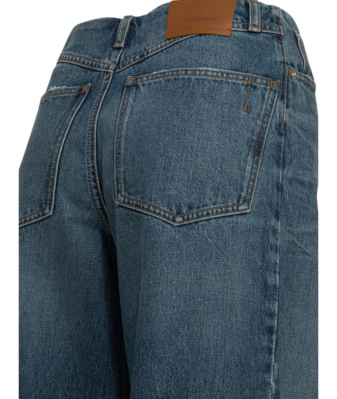 SPORTMAX Синие хлопковые прямые джинсы, фото 4