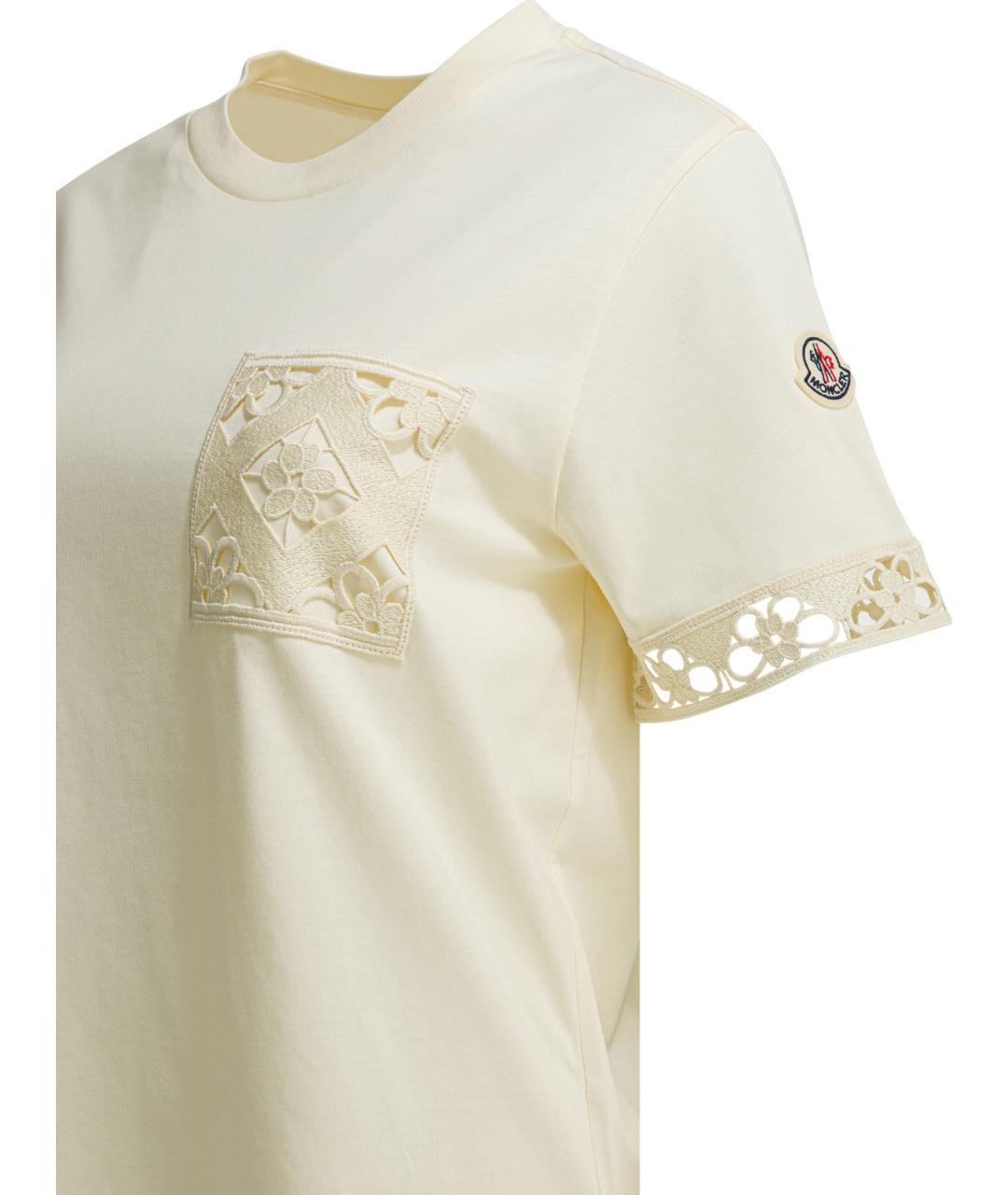 MONCLER Белая хлопковая футболка, фото 4