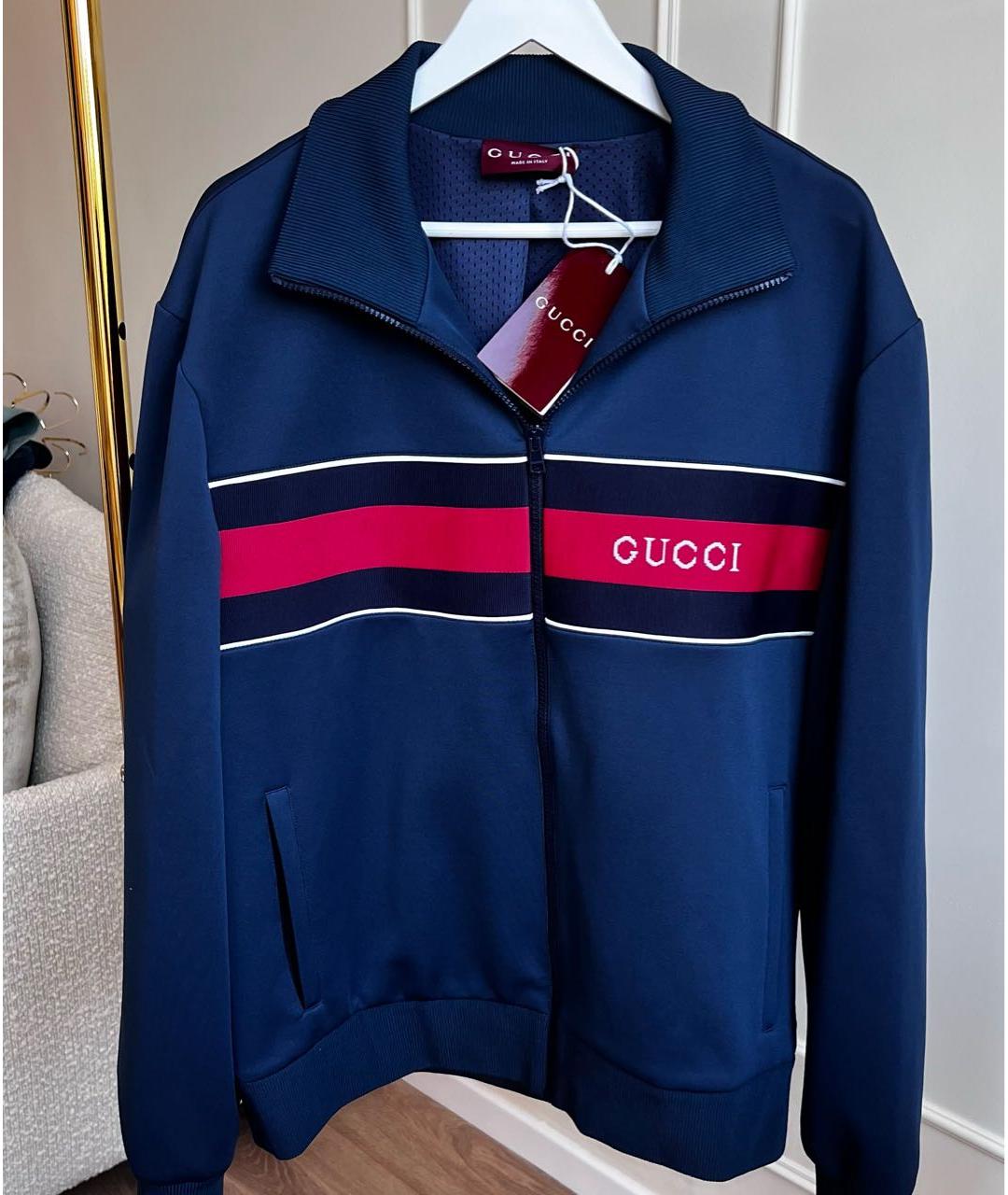 GUCCI Темно-синяя синтетическая спортивная куртка, фото 3