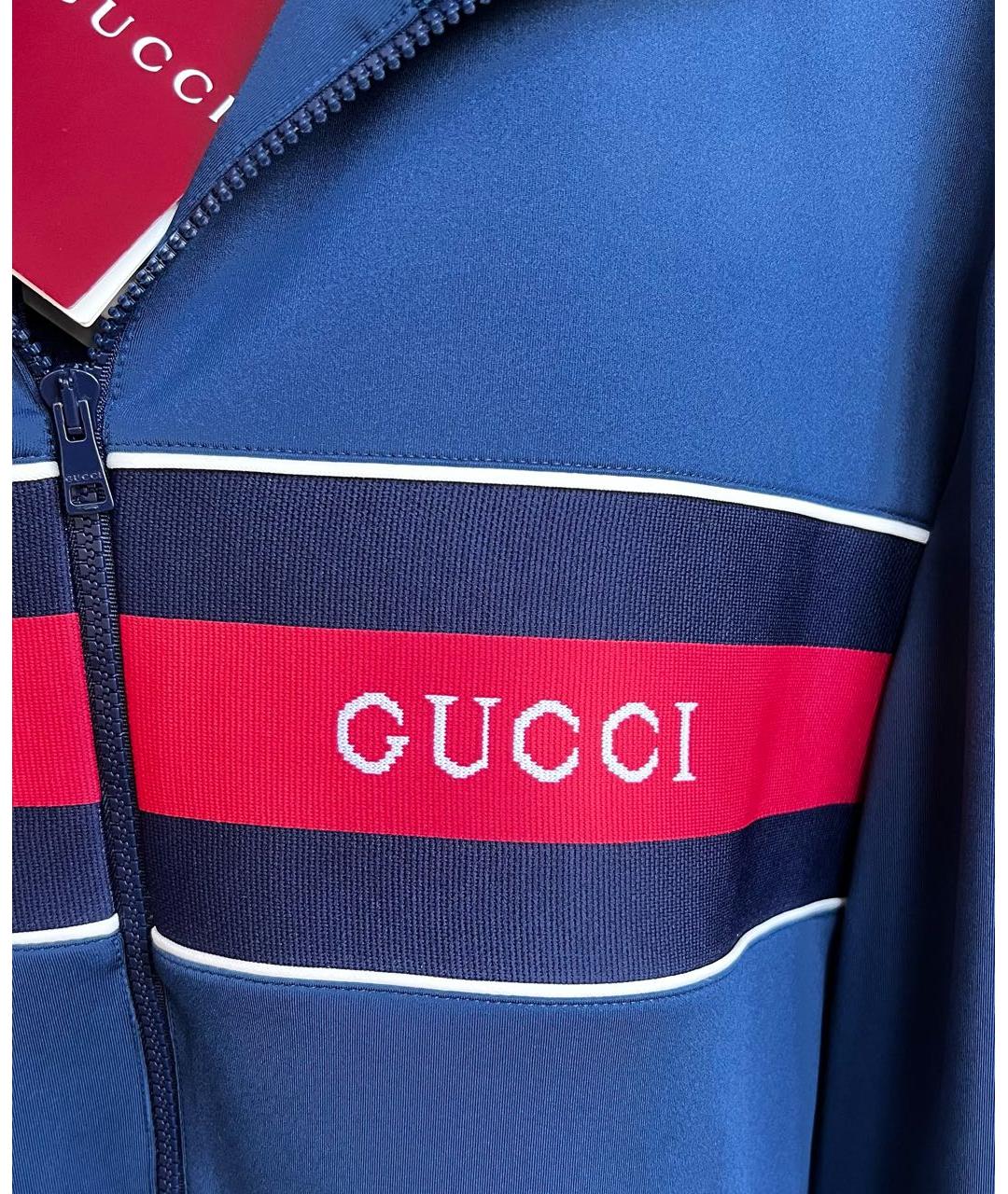GUCCI Темно-синяя синтетическая спортивная куртка, фото 6