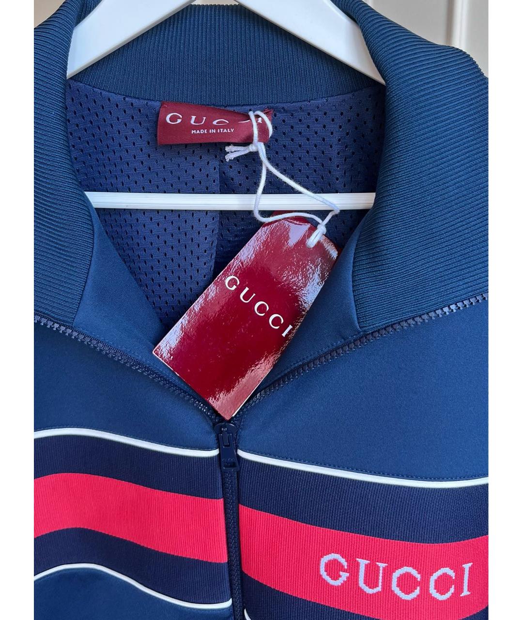 GUCCI Темно-синяя синтетическая спортивная куртка, фото 7