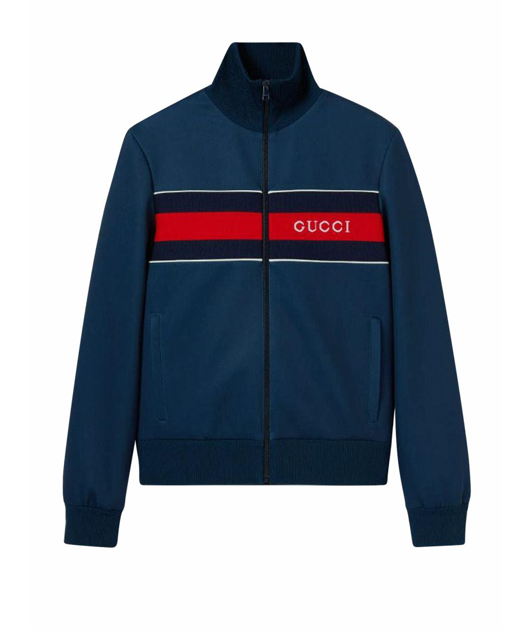 GUCCI Темно-синяя синтетическая спортивная куртка, фото 1