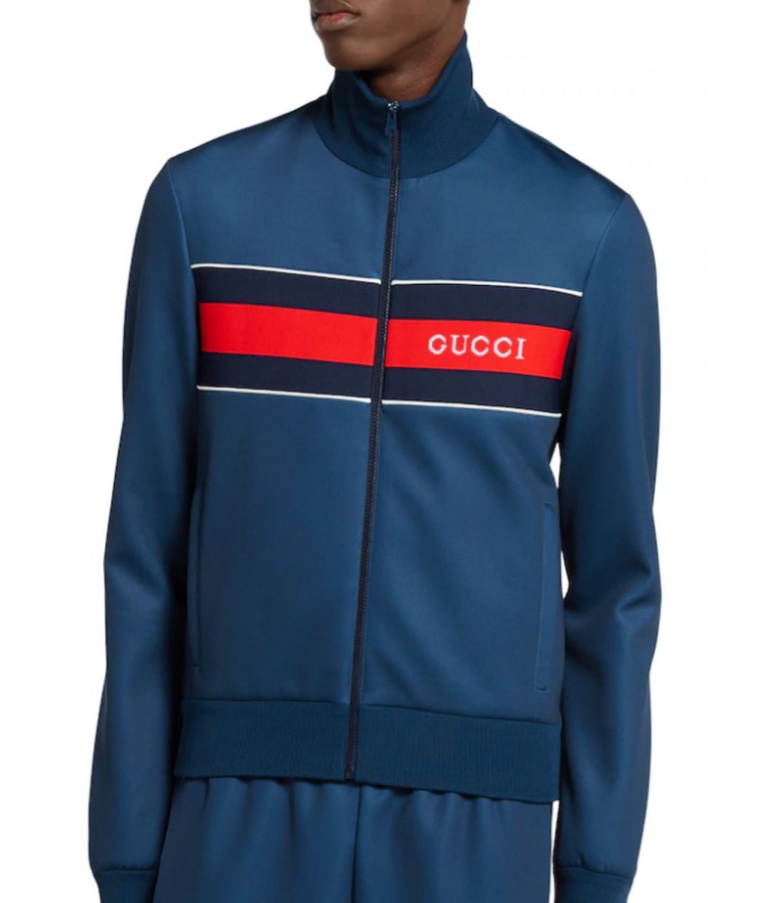 GUCCI Темно-синяя синтетическая спортивная куртка, фото 3