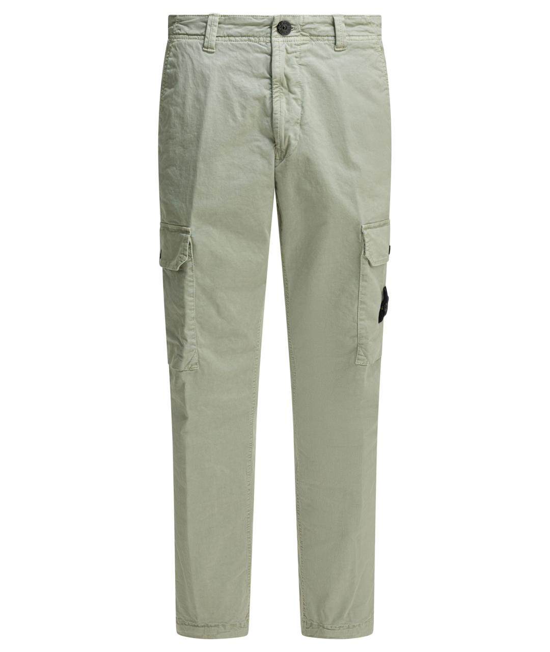 STONE ISLAND Зеленые хлопковые повседневные брюки, фото 1