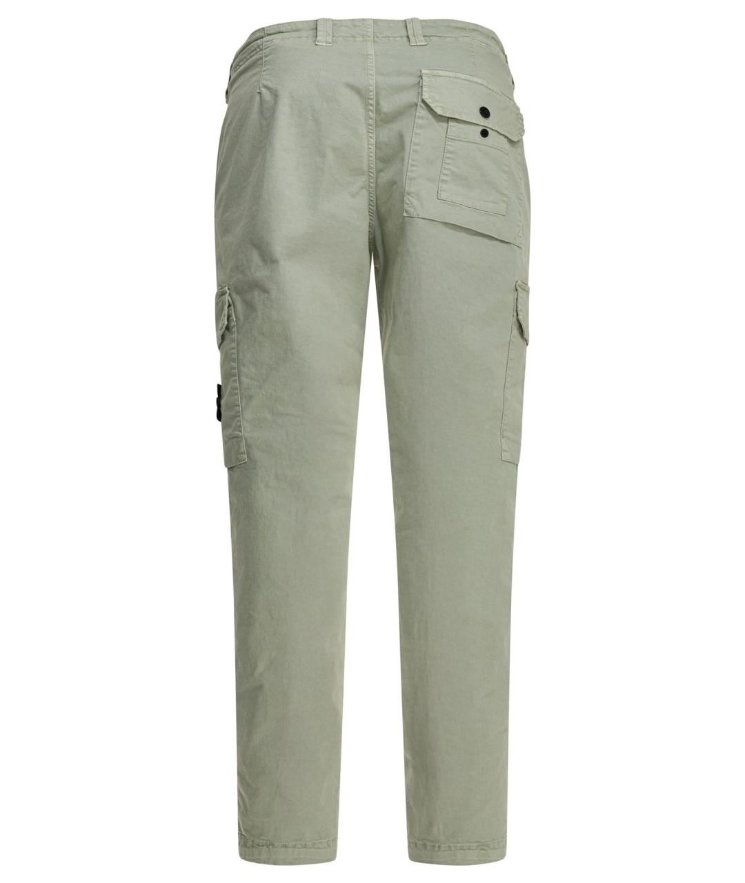 STONE ISLAND Зеленые хлопковые повседневные брюки, фото 2