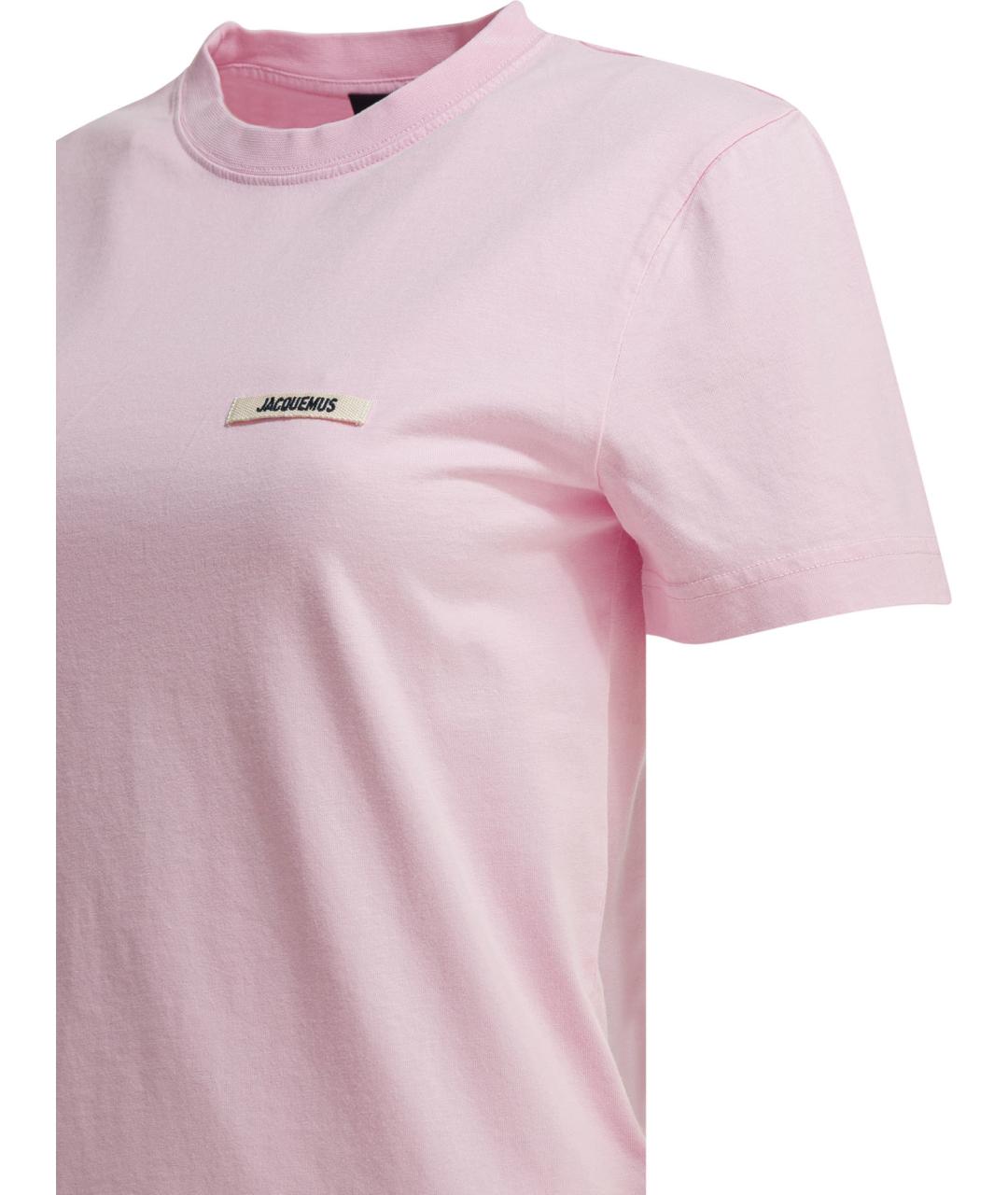JACQUEMUS Розовая хлопковая футболка, фото 4