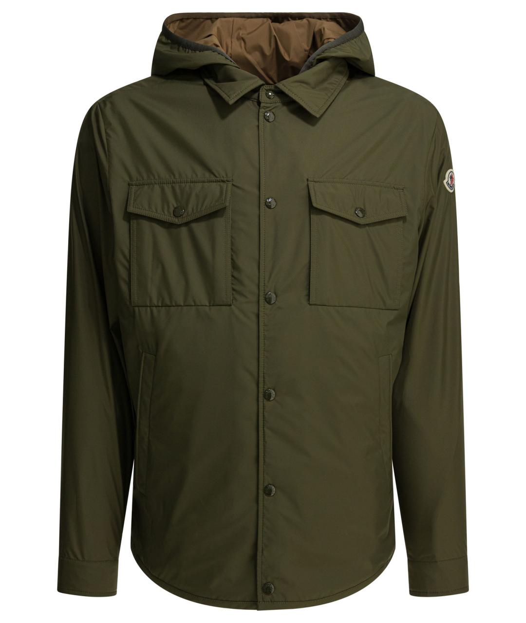 MONCLER Зеленая полиэстеровая куртка, фото 1