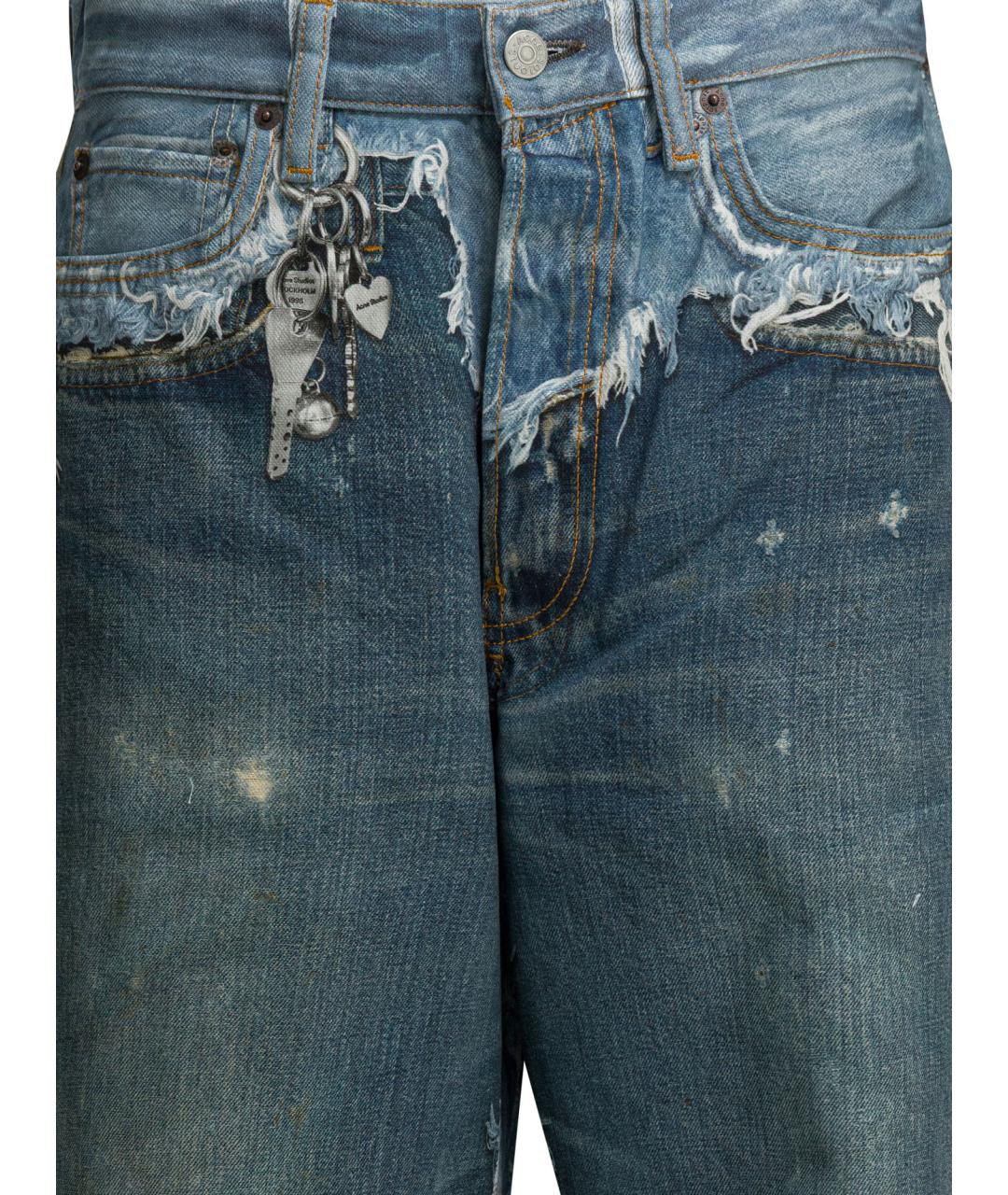ACNE STUDIOS Синие хлопковые прямые джинсы, фото 3