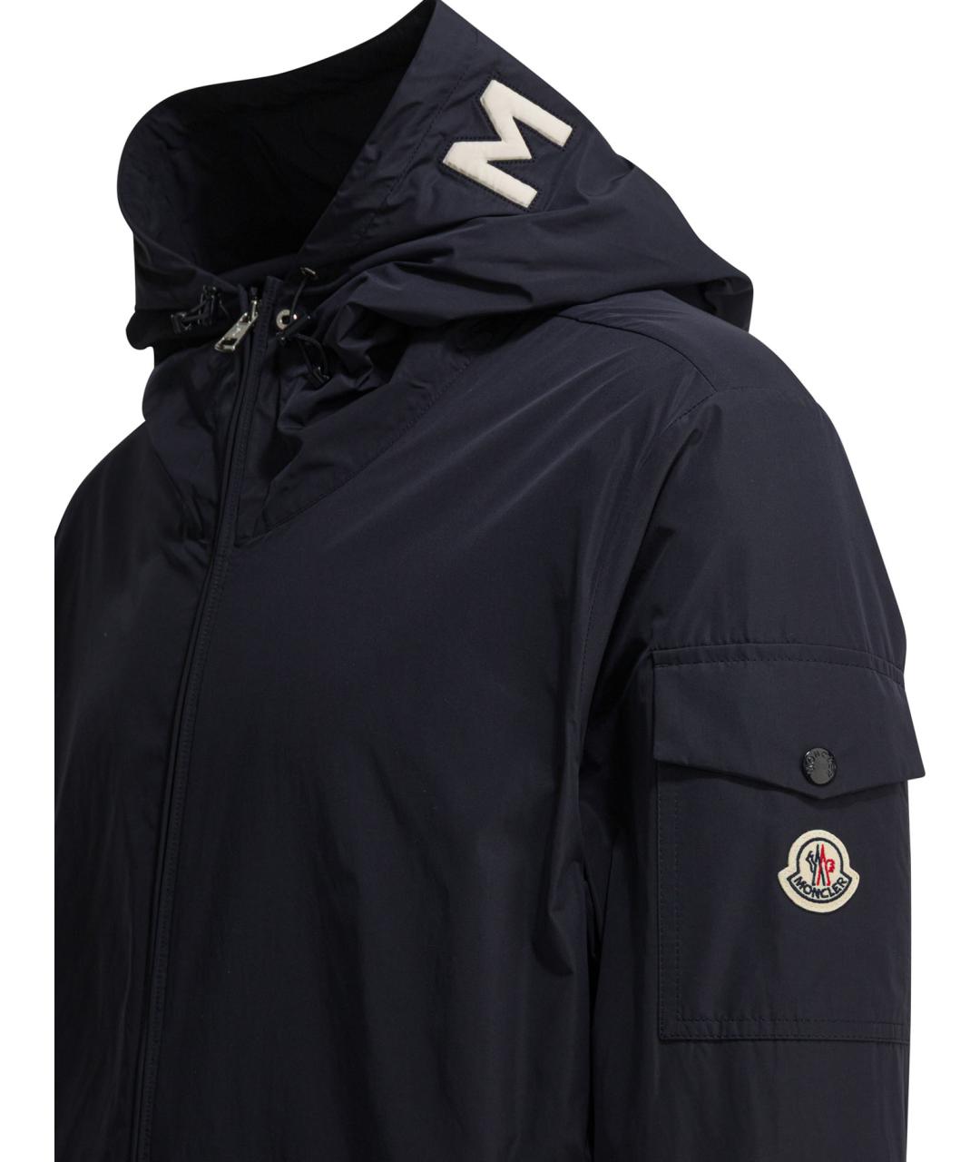 MONCLER Темно-синяя полиэстеровая куртка, фото 3