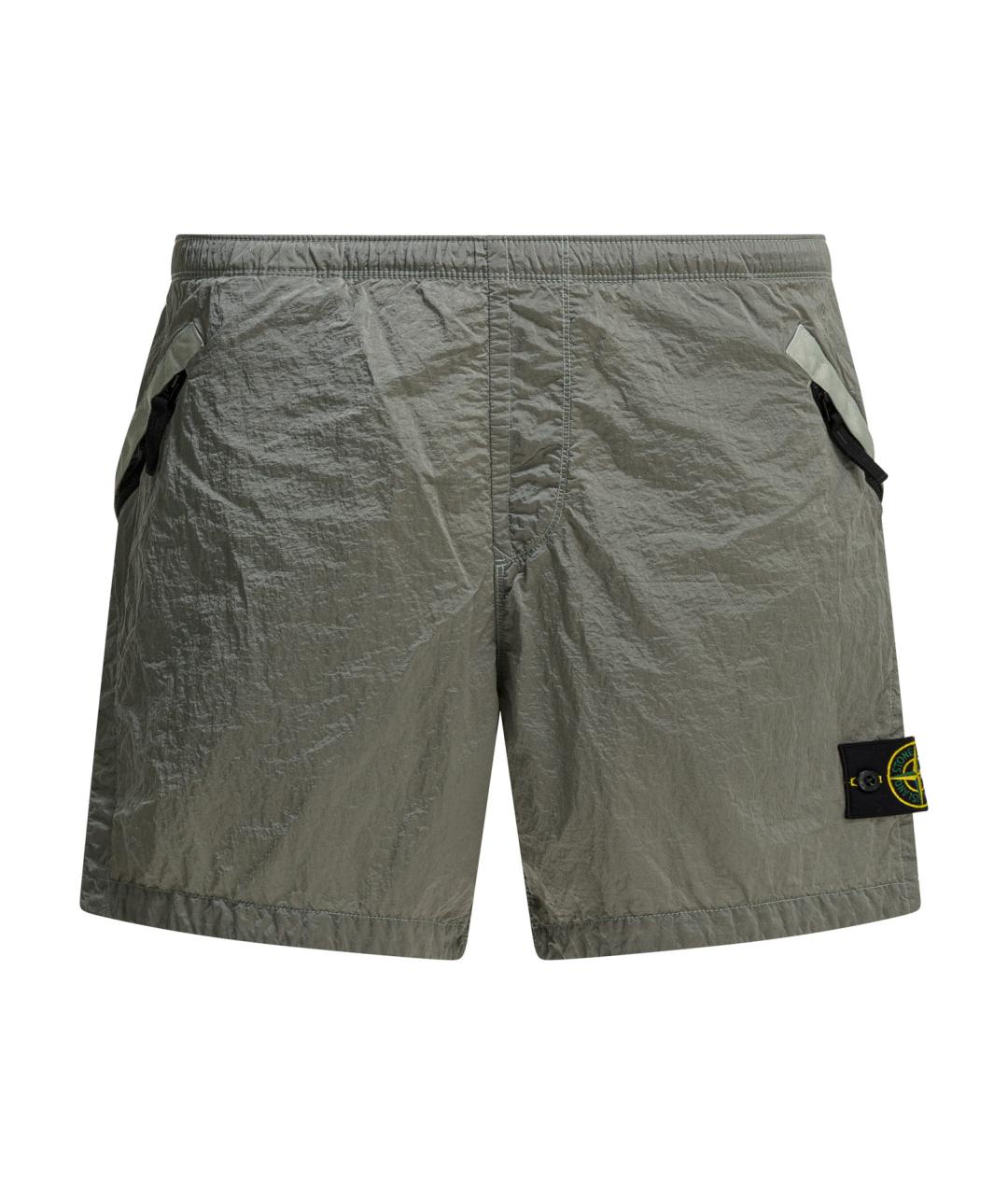 STONE ISLAND Серые полиамидовые шорты, фото 1