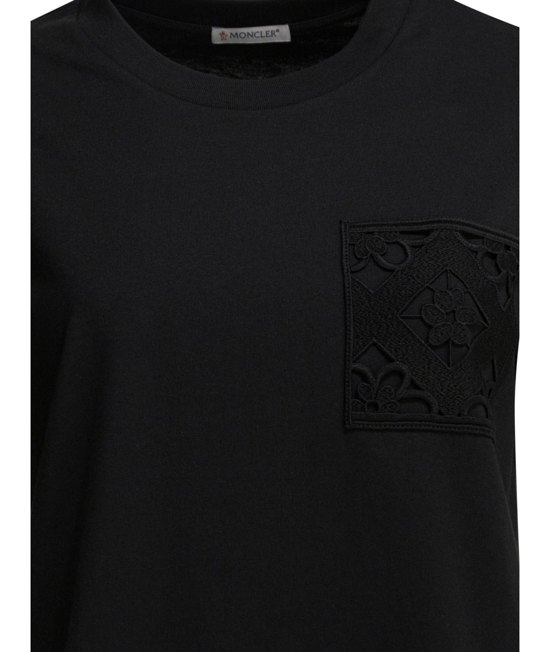 MONCLER Черная хлопковая футболка, фото 3