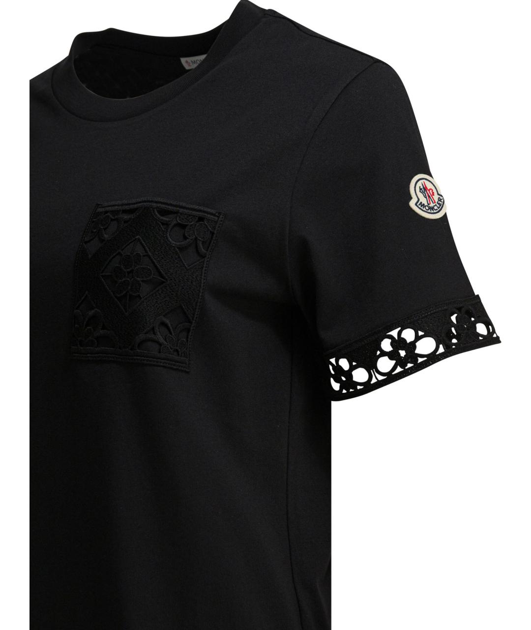 MONCLER Черная хлопковая футболка, фото 4