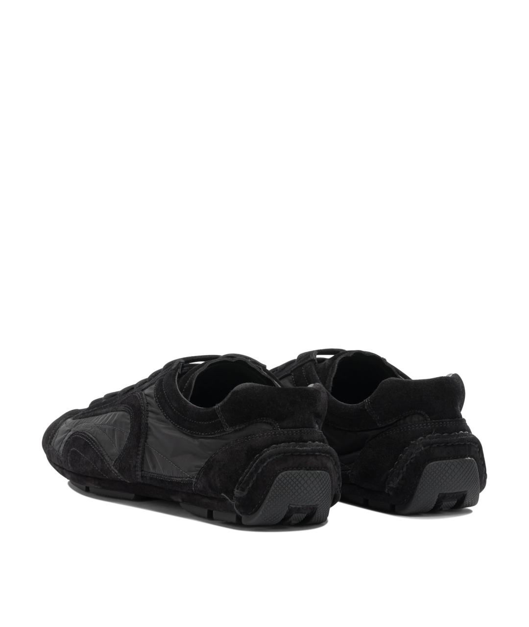 PRADA Черные замшевые низкие кроссовки / кеды, фото 4