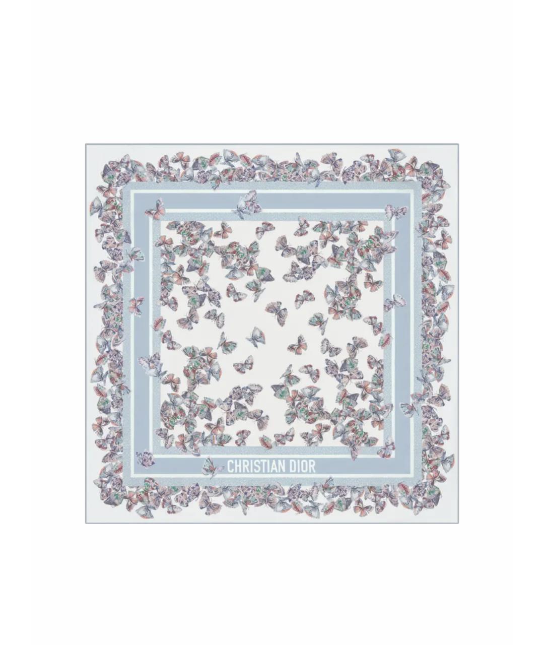 CHRISTIAN DIOR Голубой шелковый платок, фото 1