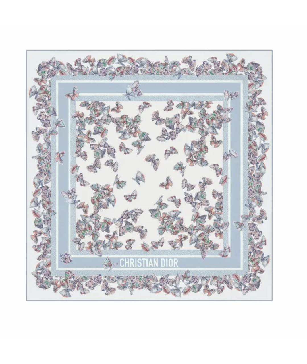 CHRISTIAN DIOR Голубой шелковый платок, фото 2