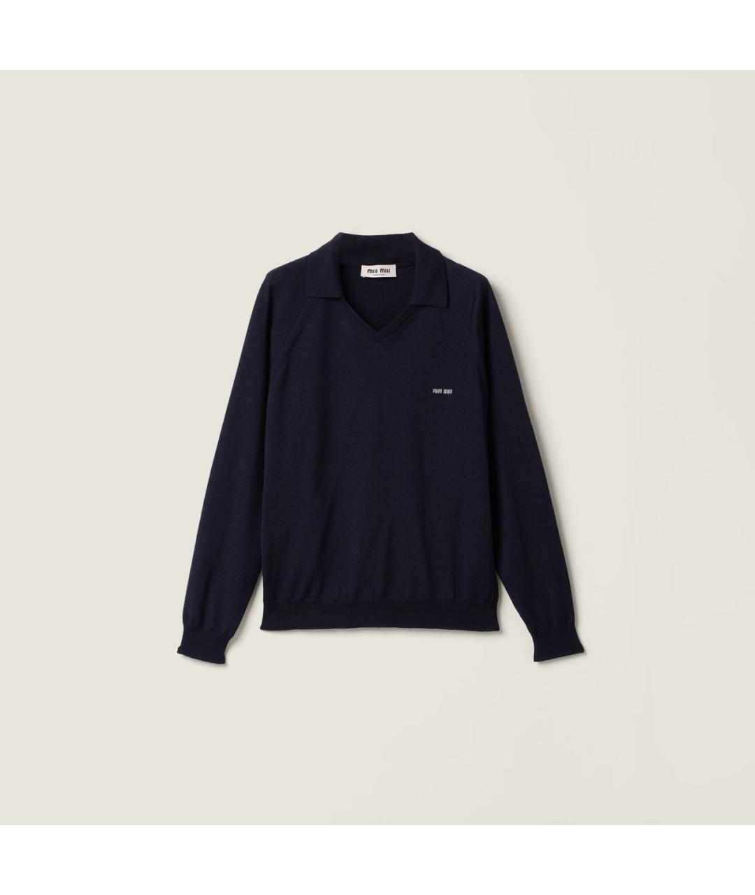 MIU MIU Темно-синий шерстяной джемпер / свитер, фото 5