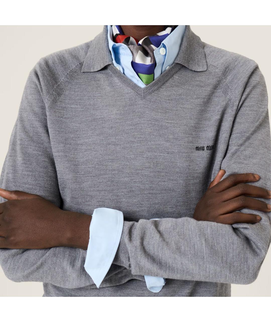 MIU MIU Антрацитовый шерстяной джемпер / свитер, фото 4