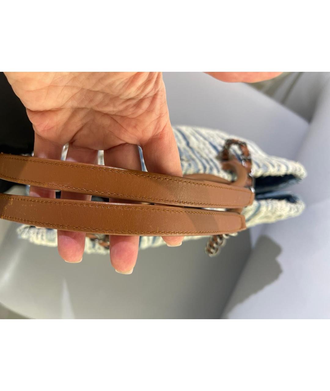 CHANEL Голубая деним сумка тоут, фото 6