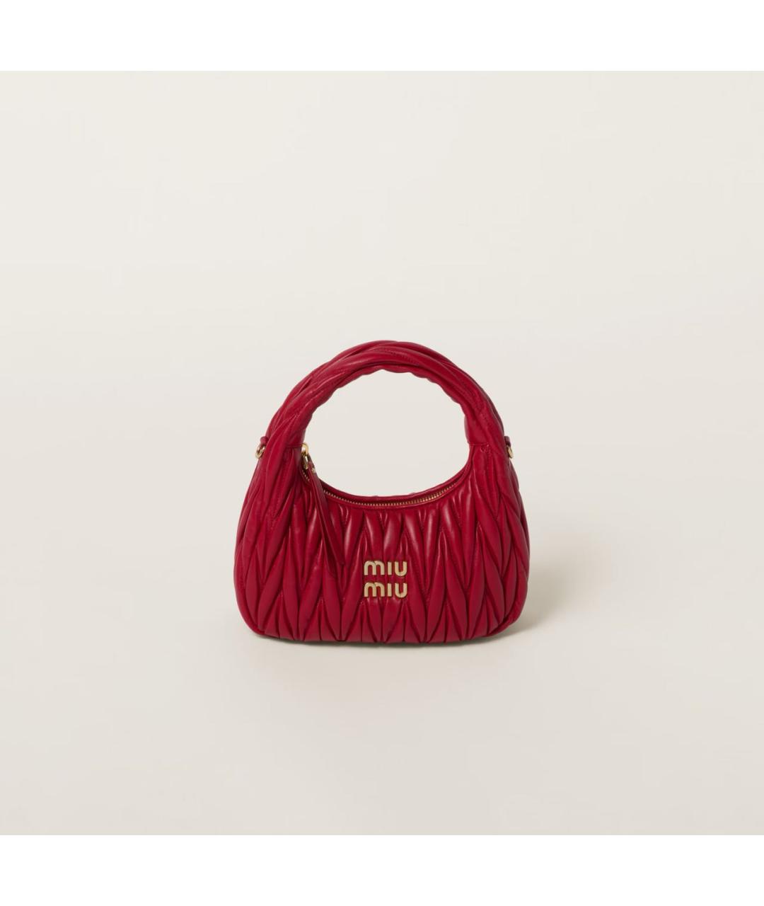 MIU MIU Красная кожаная сумка с короткими ручками, фото 5