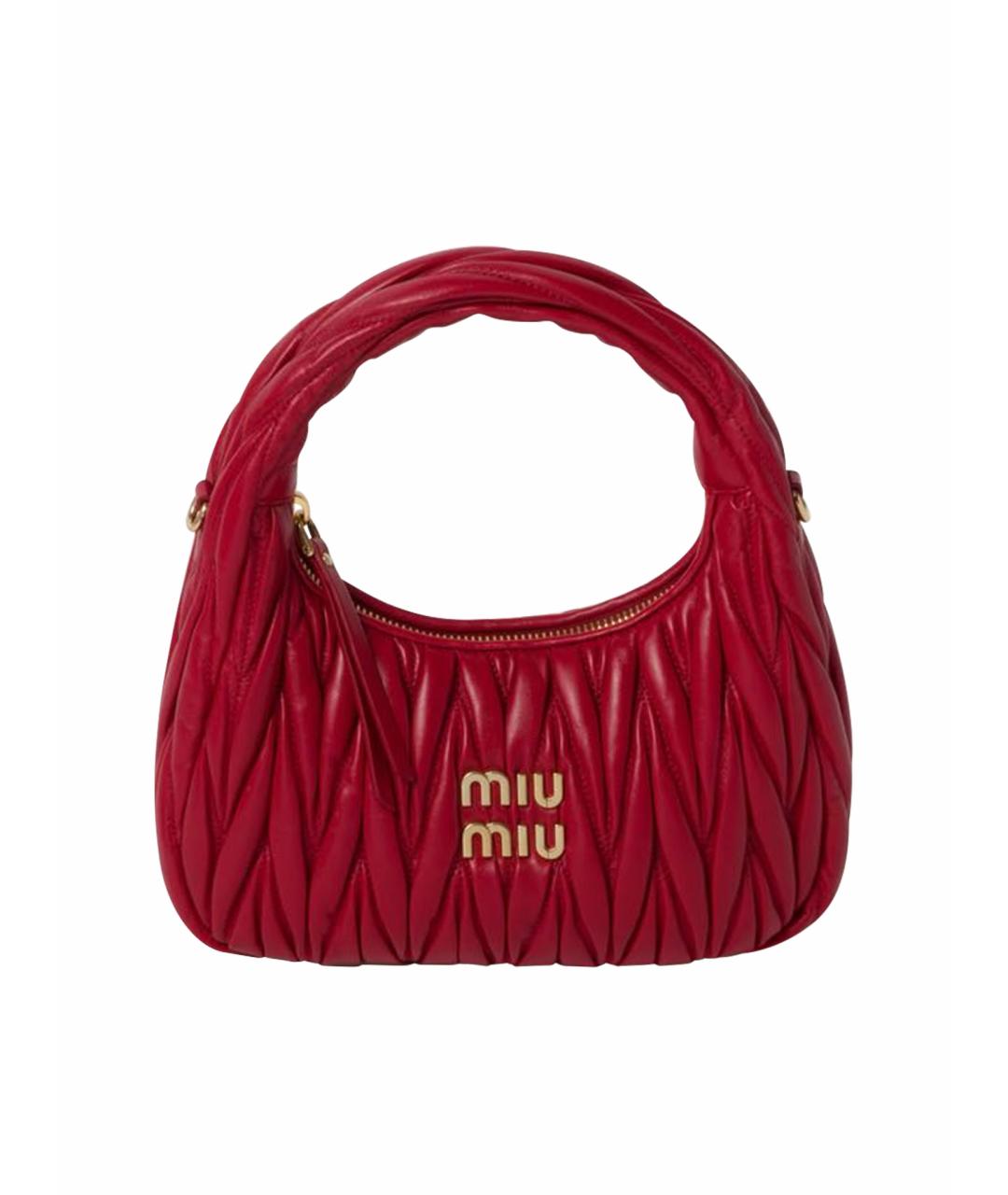 MIU MIU Красная кожаная сумка с короткими ручками, фото 1