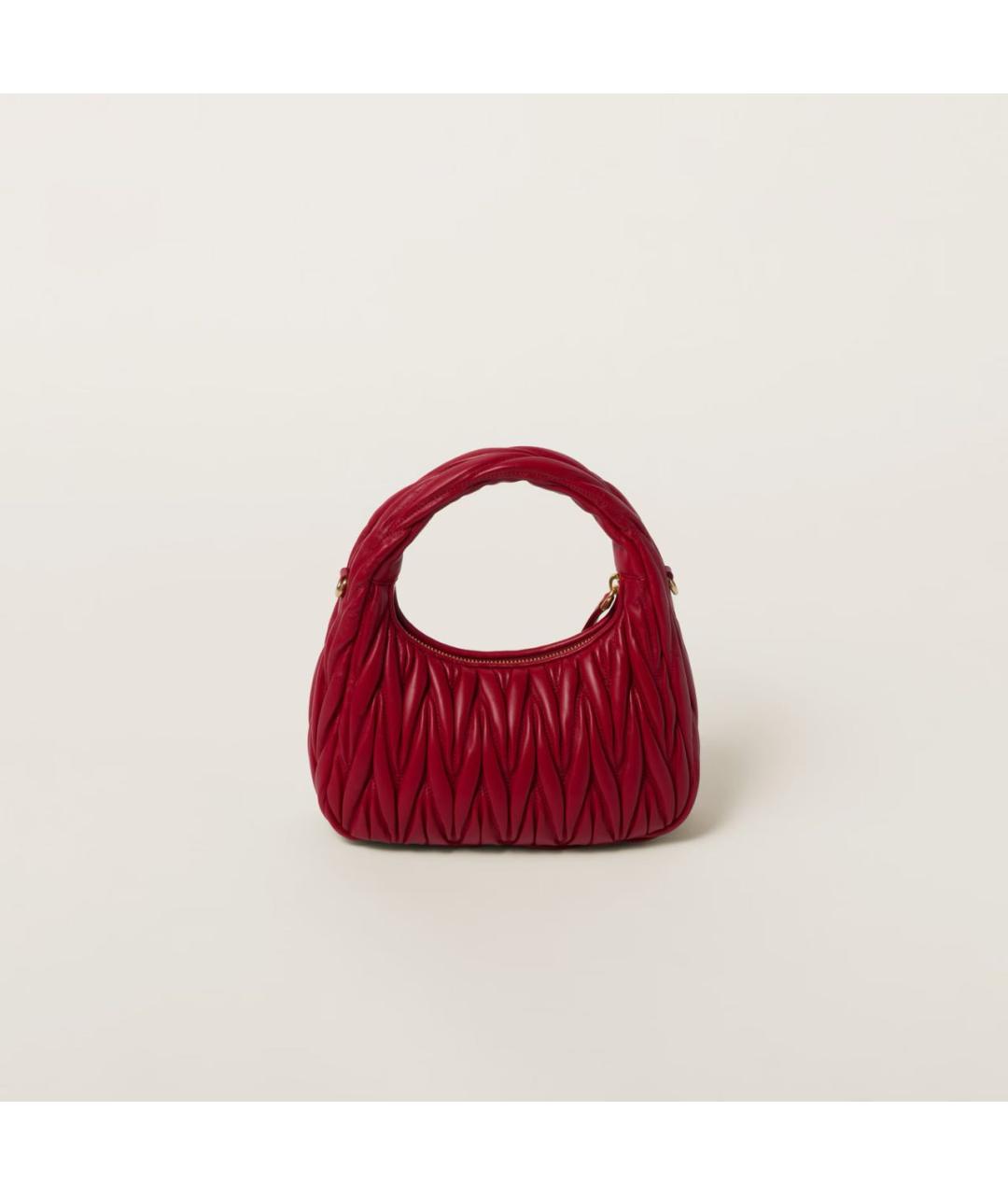 MIU MIU Красная кожаная сумка с короткими ручками, фото 4
