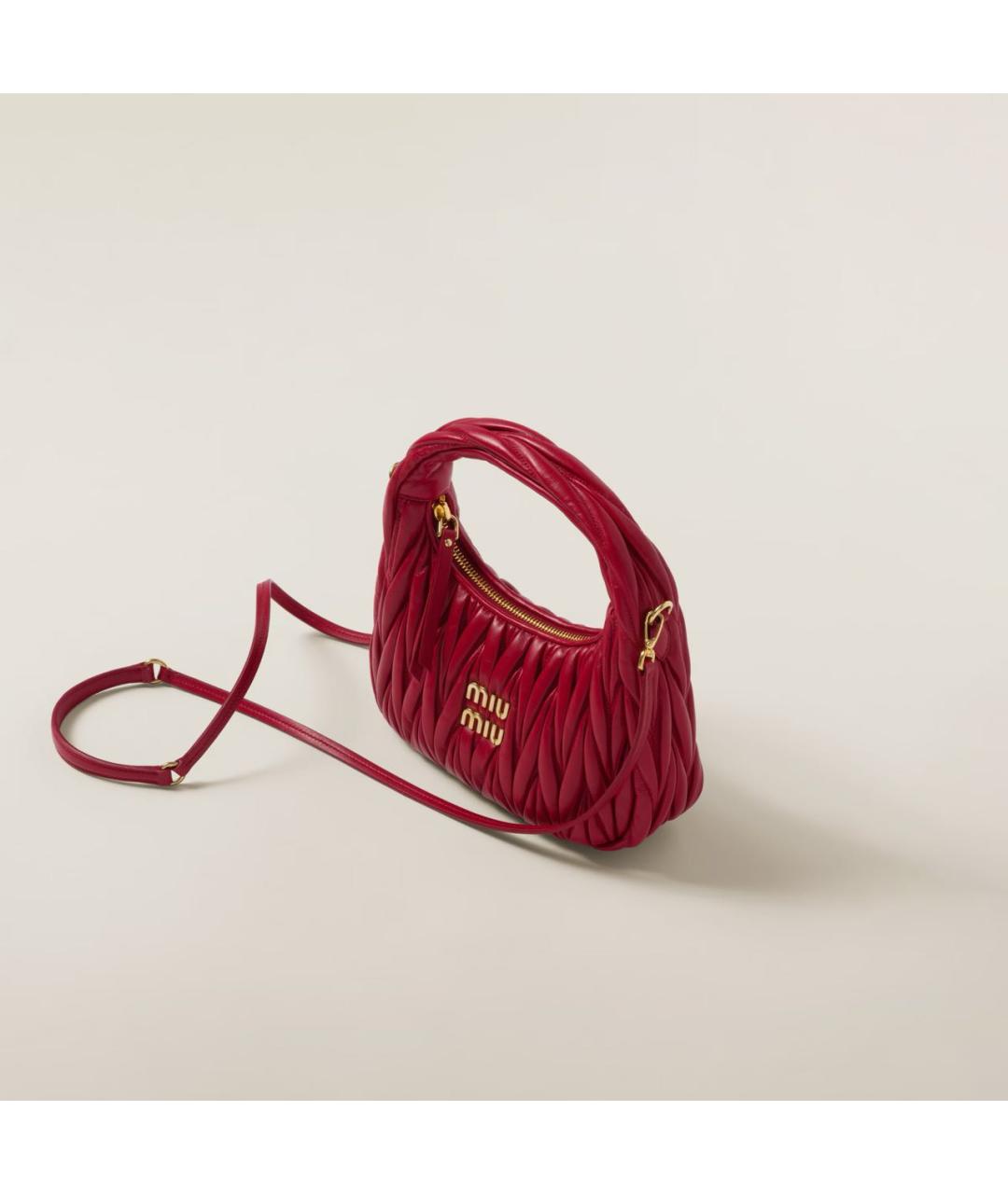 MIU MIU Красная кожаная сумка с короткими ручками, фото 3
