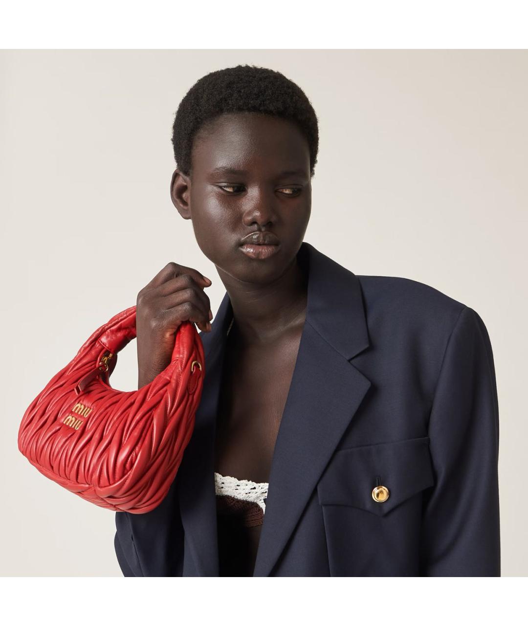 MIU MIU Красная кожаная сумка с короткими ручками, фото 2