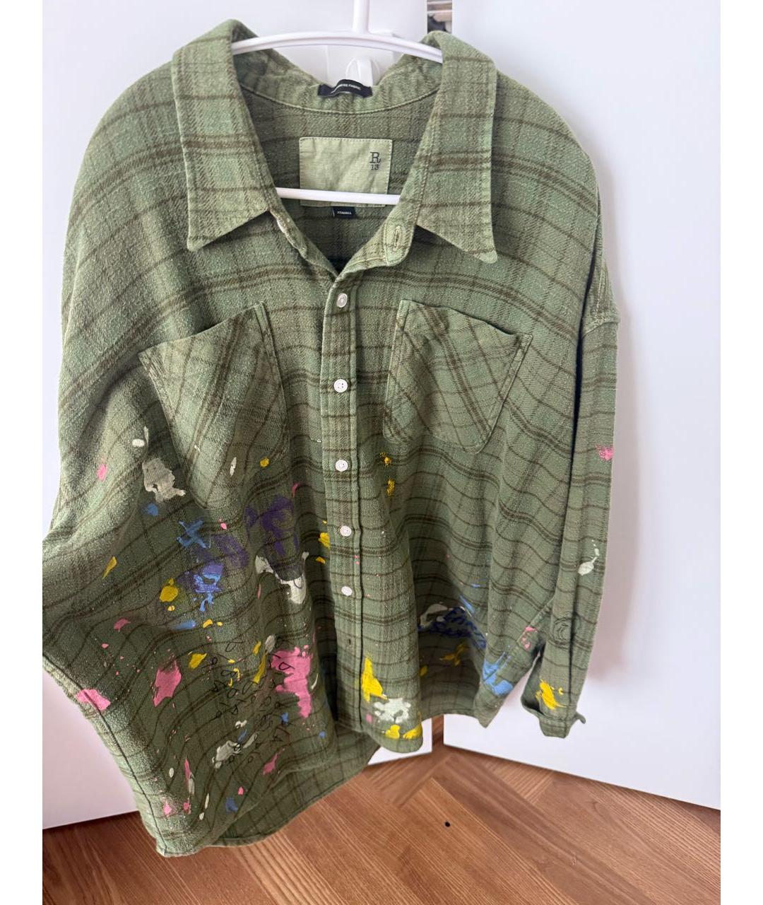 R13 Зеленая хлопковая рубашка, фото 2