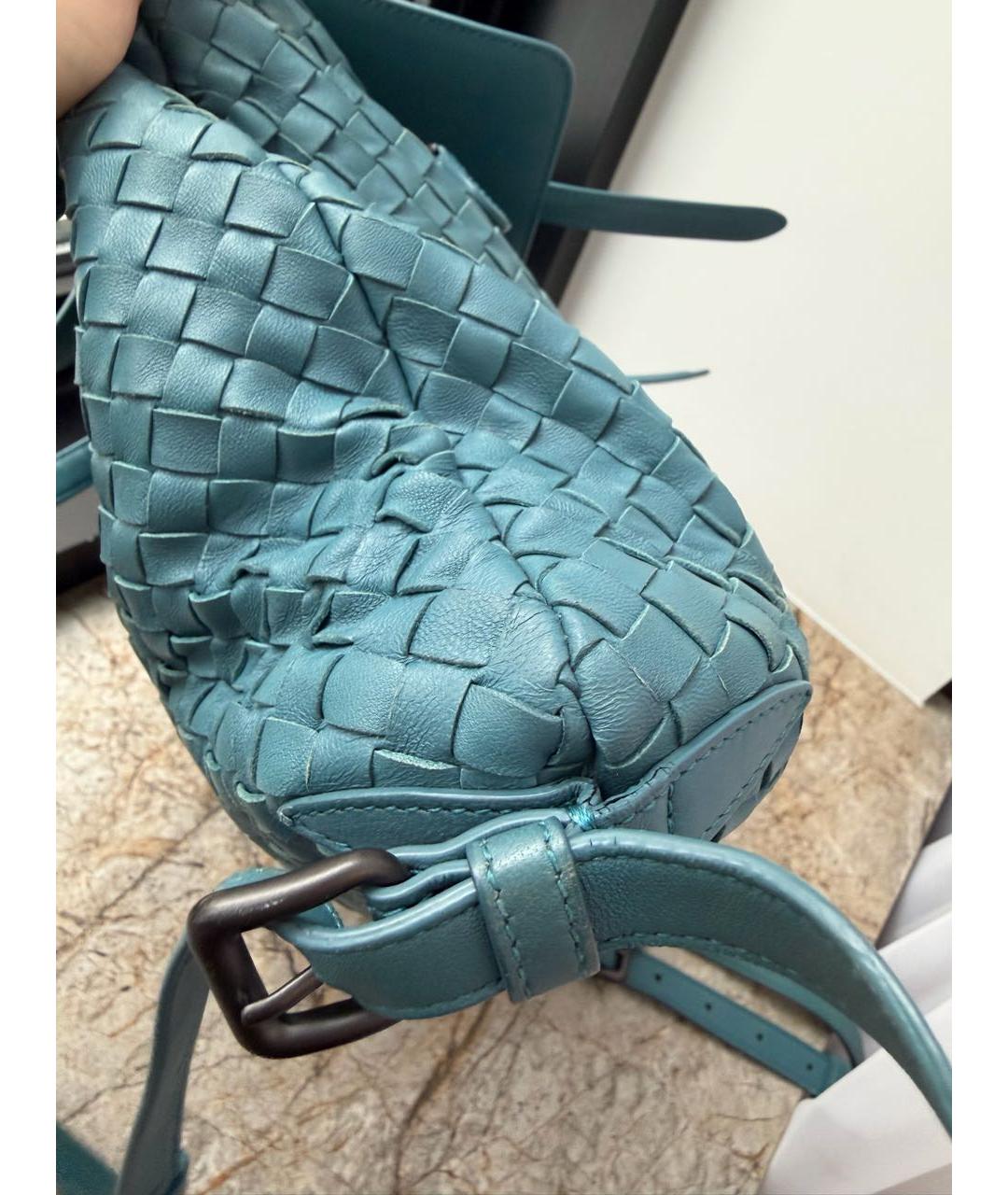 BOTTEGA VENETA Синий кожаный рюкзак, фото 6