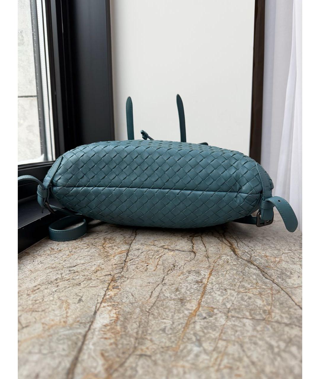 BOTTEGA VENETA Синий кожаный рюкзак, фото 5