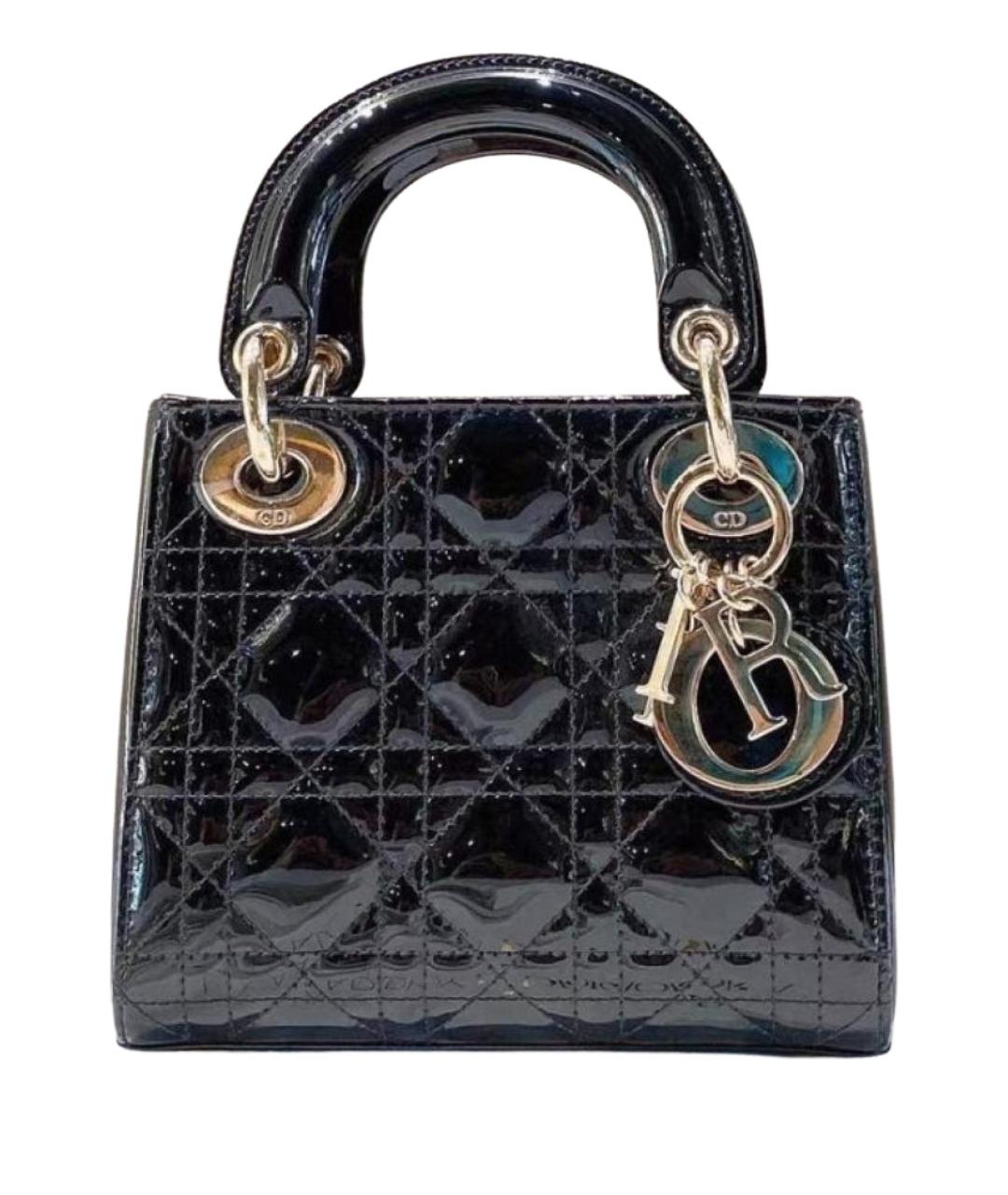 CHRISTIAN DIOR Черная кожаная сумка с короткими ручками, фото 1