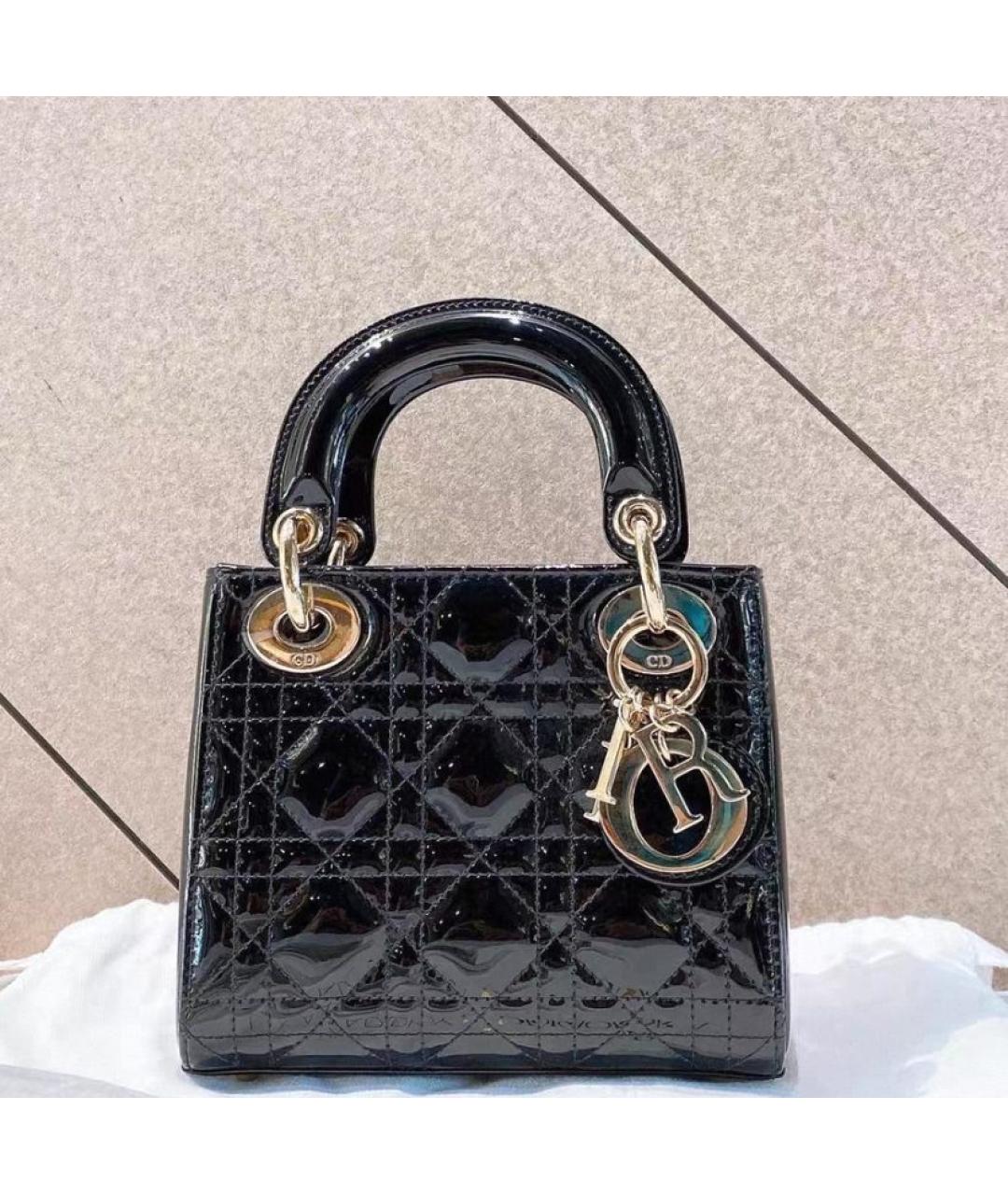 CHRISTIAN DIOR Черная кожаная сумка с короткими ручками, фото 4